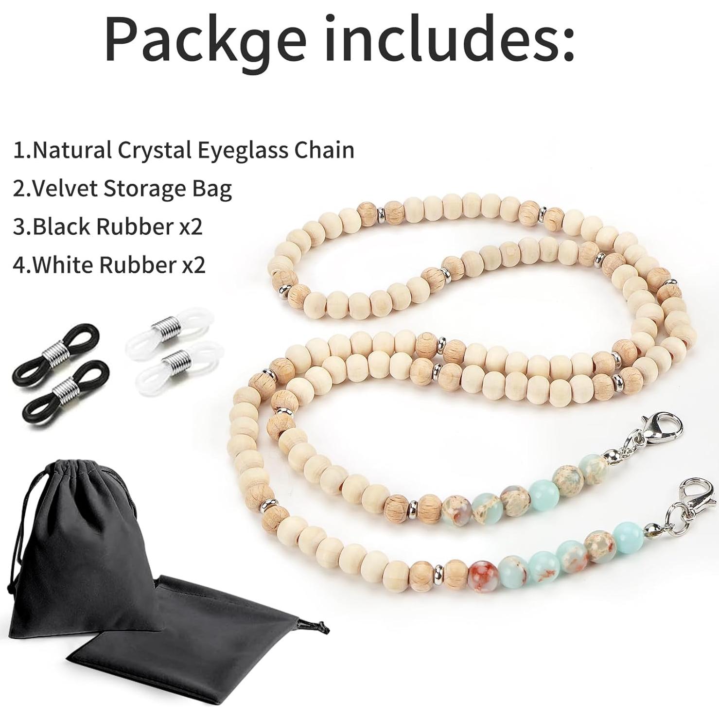 Cadena de Gafas de Perlas de Madera y Piedra Natural Knagsfa