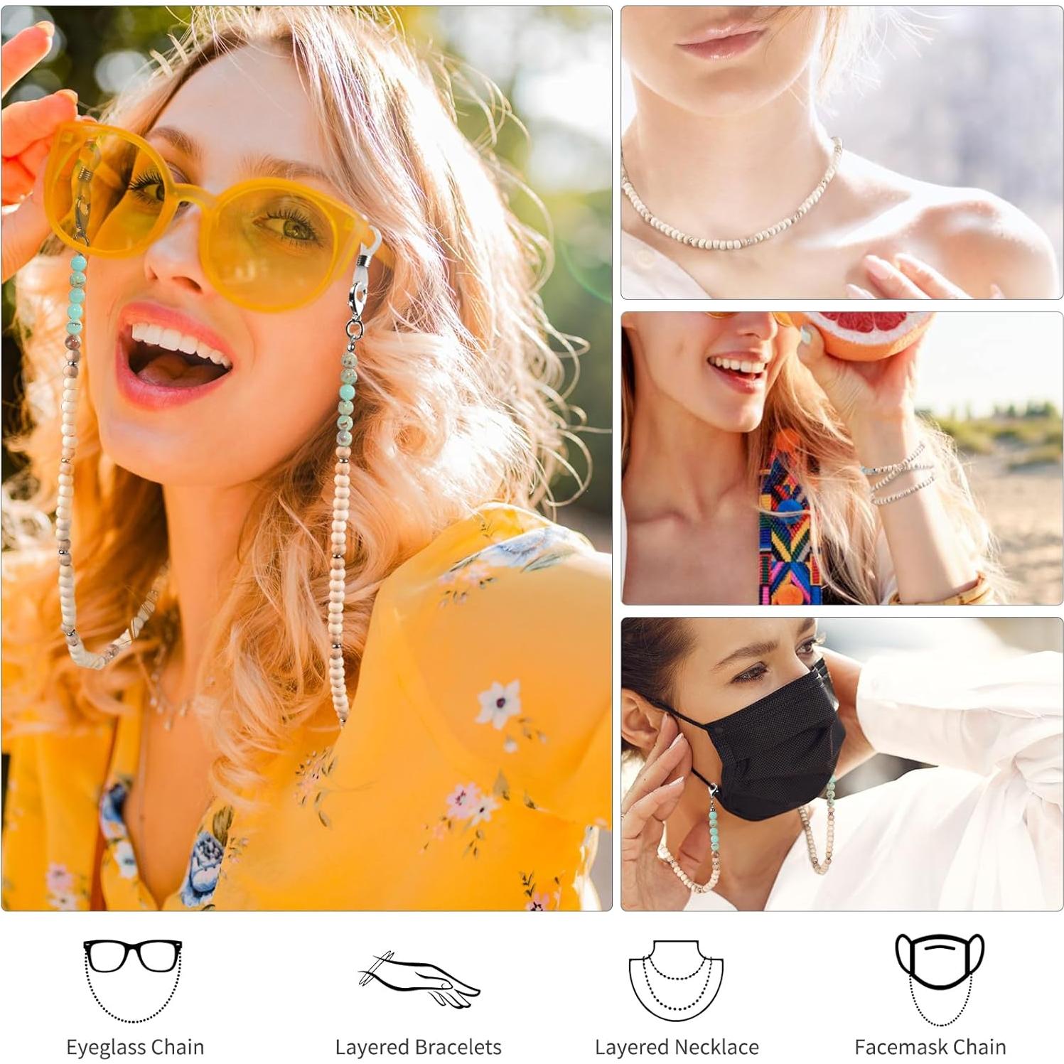 Cadena de Gafas de Perlas de Madera y Piedra Natural Knagsfa