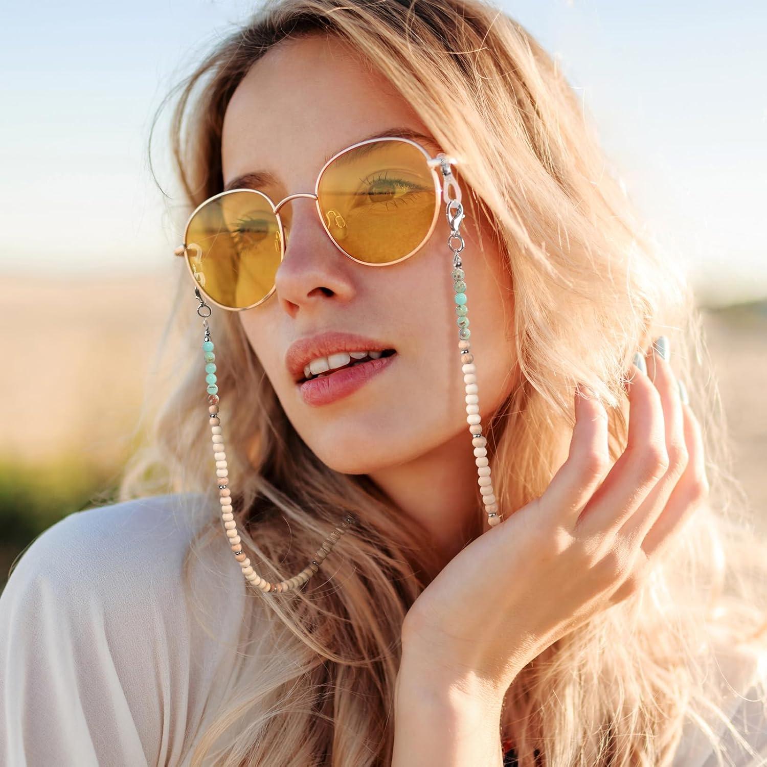 Cadena de Gafas de Perlas de Madera y Piedra Natural Knagsfa