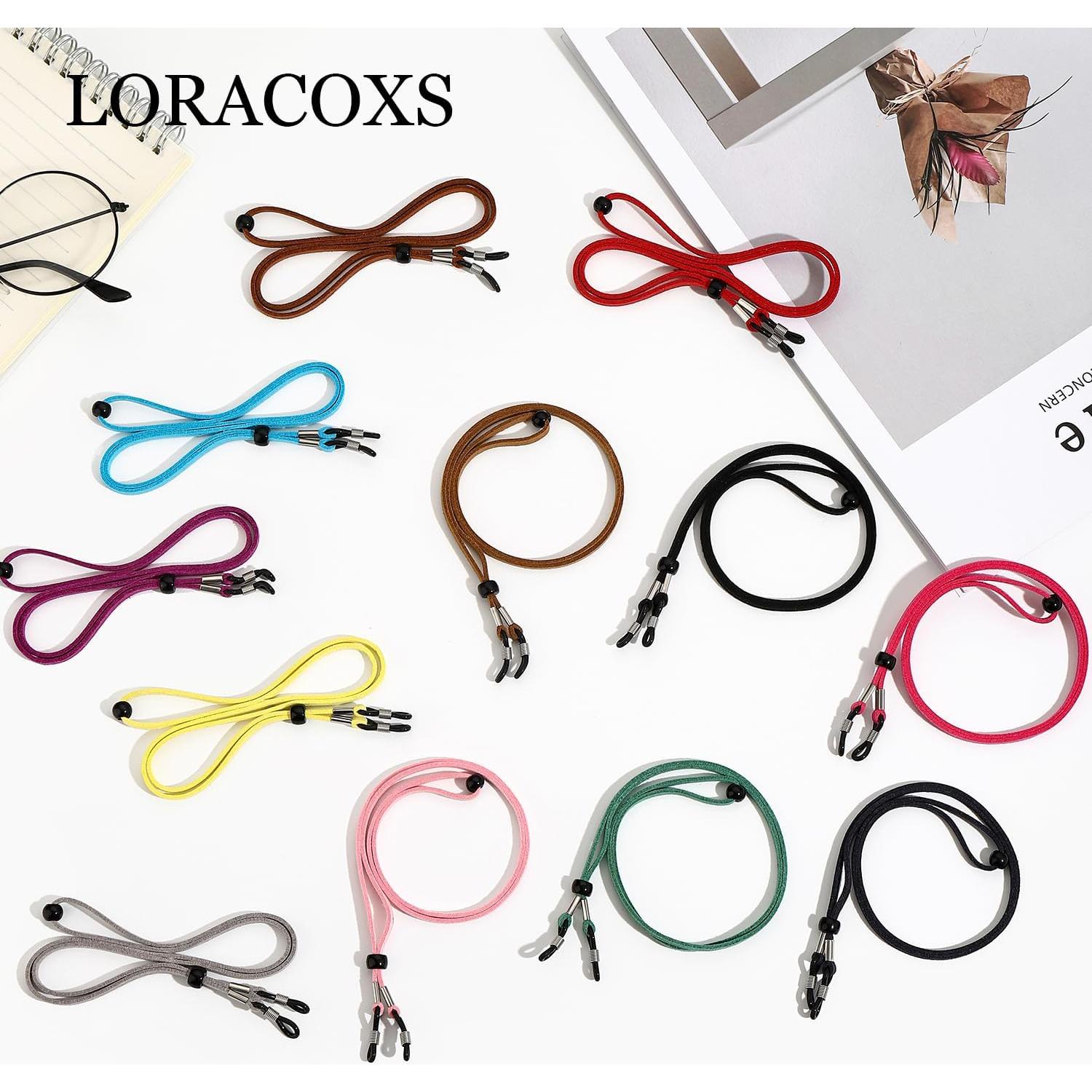 Juego de 12 Correas para Gafas Ajustables de Cuero Colorido