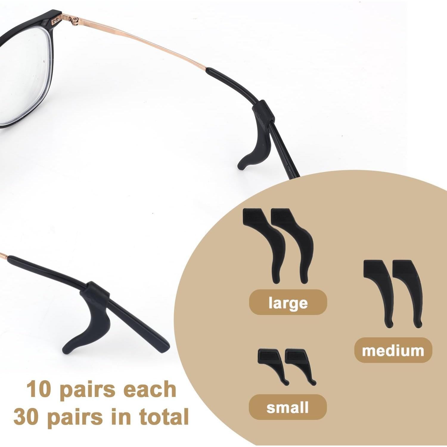 30 Pares de Agarraderas de Gafas de Silicona Antideslizantes