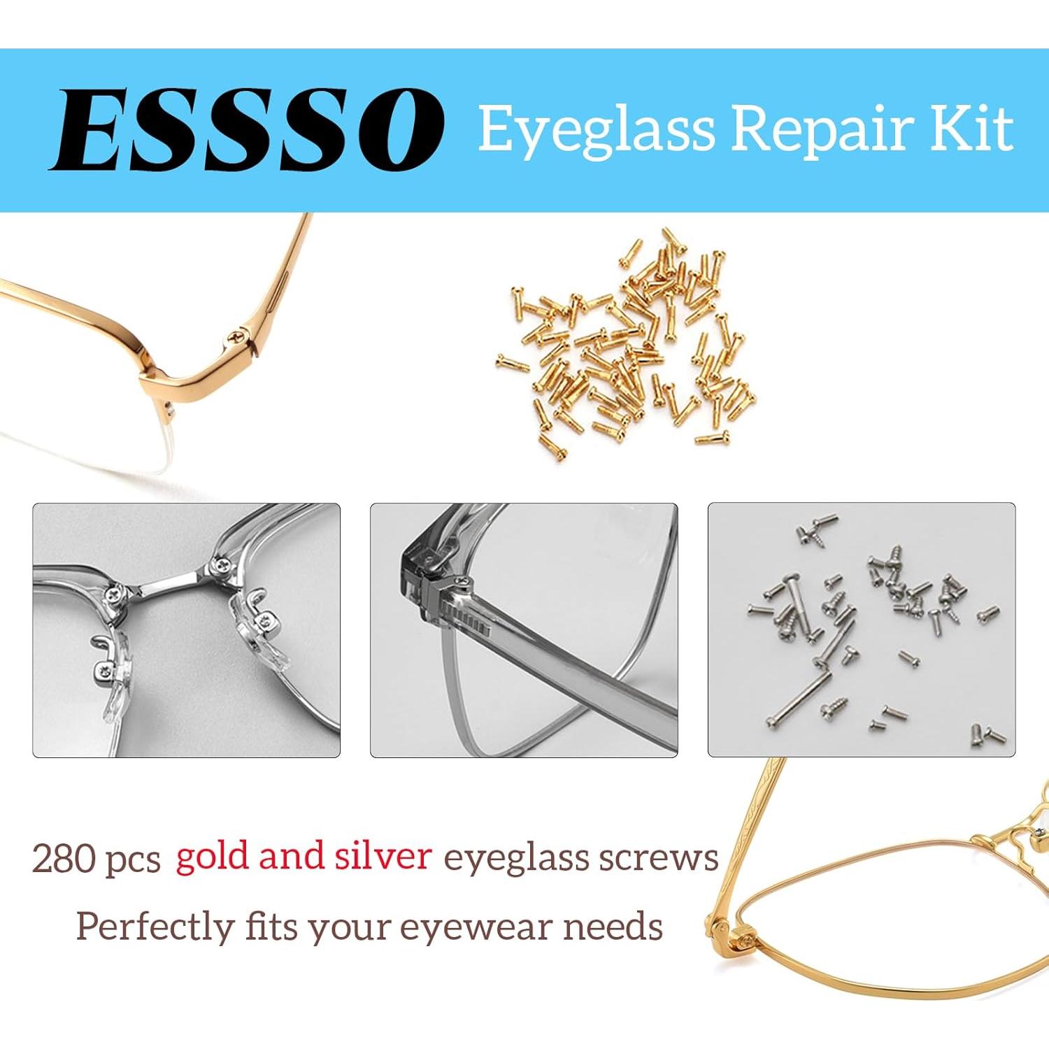 Kit de Reparación de Gafas ESSSO con Tornillos y Destornillador 5-en-1