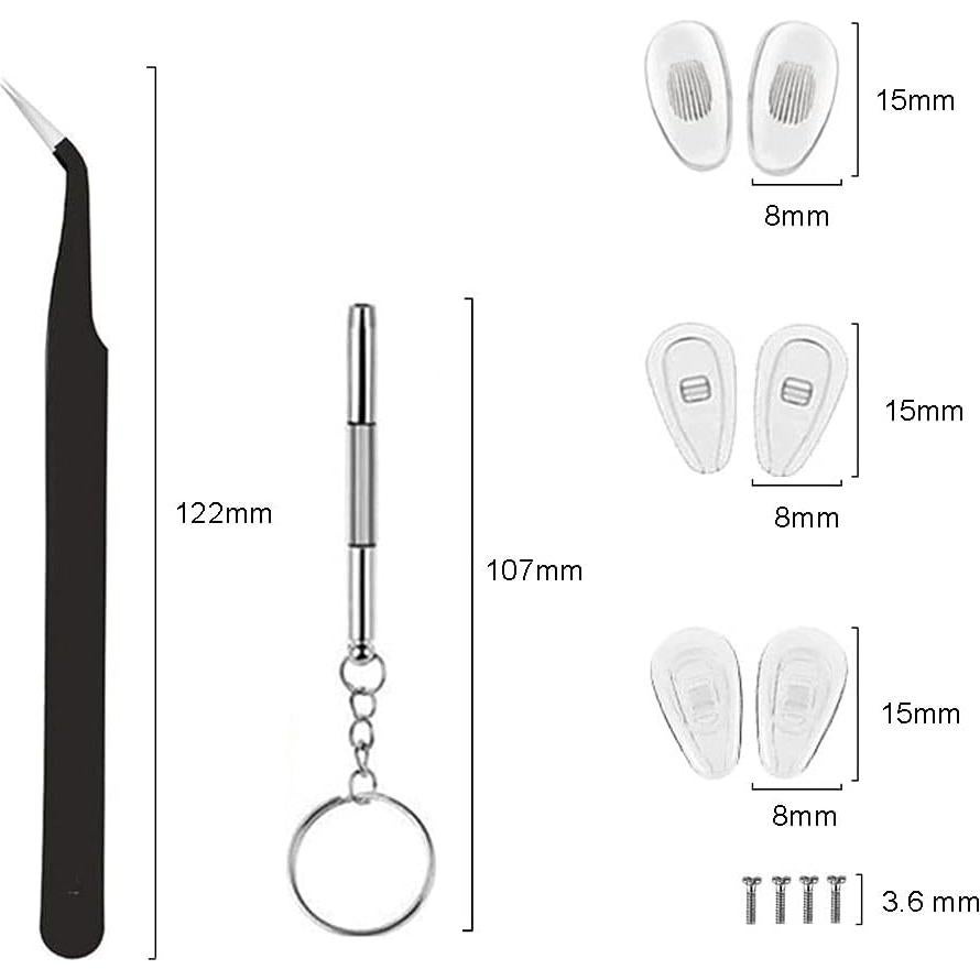 Kit de Reparación de Gafas GONAROU con 18 Pares de Almohadillas