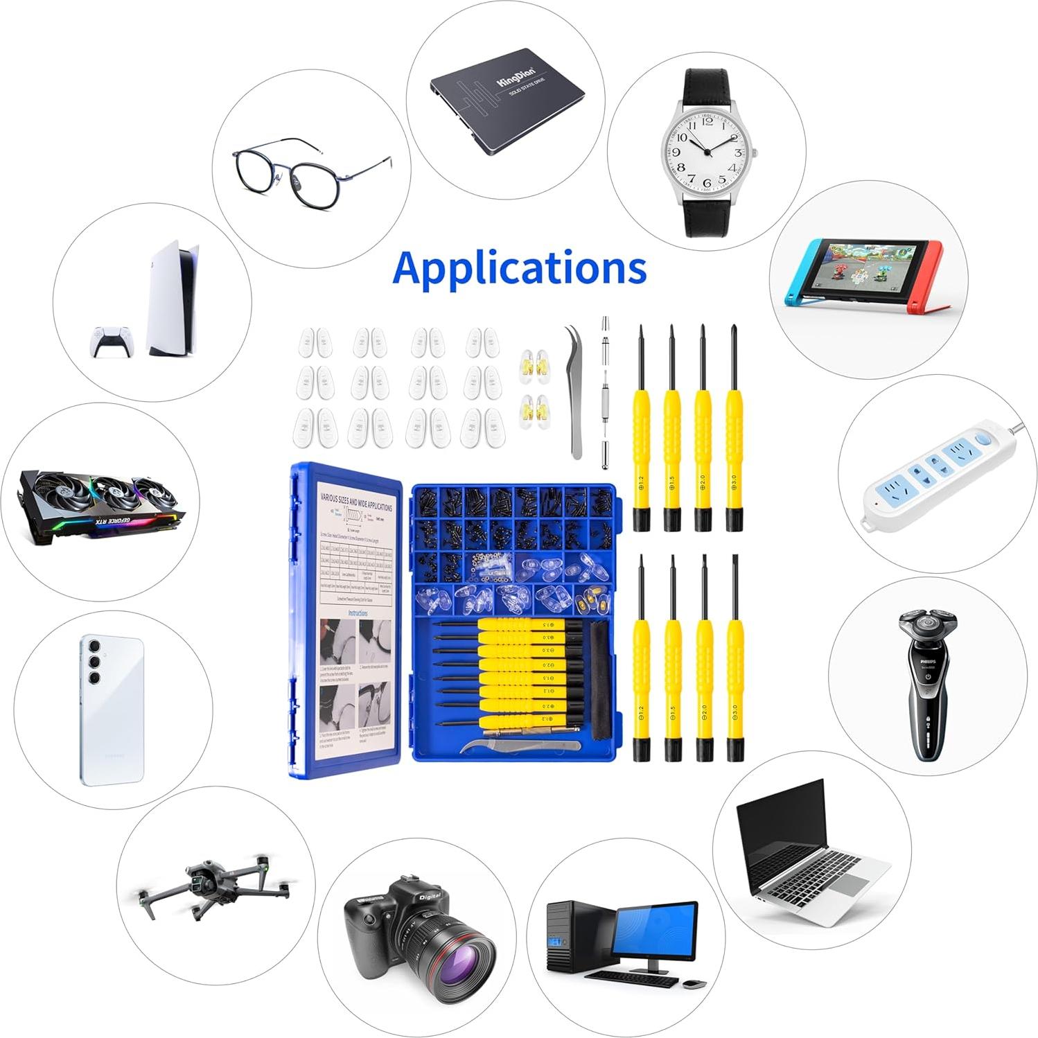 Kit de Reparación de Gafas HQVOIC Todo en Uno con Destornilladores