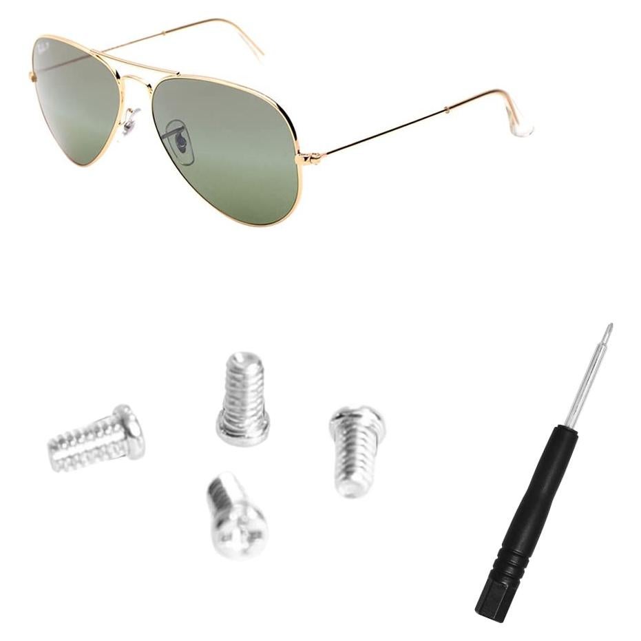 Tornillos de Reemplazo Plateados para Gafas Aviador RB3025 - Kit de 4 con Destornillador