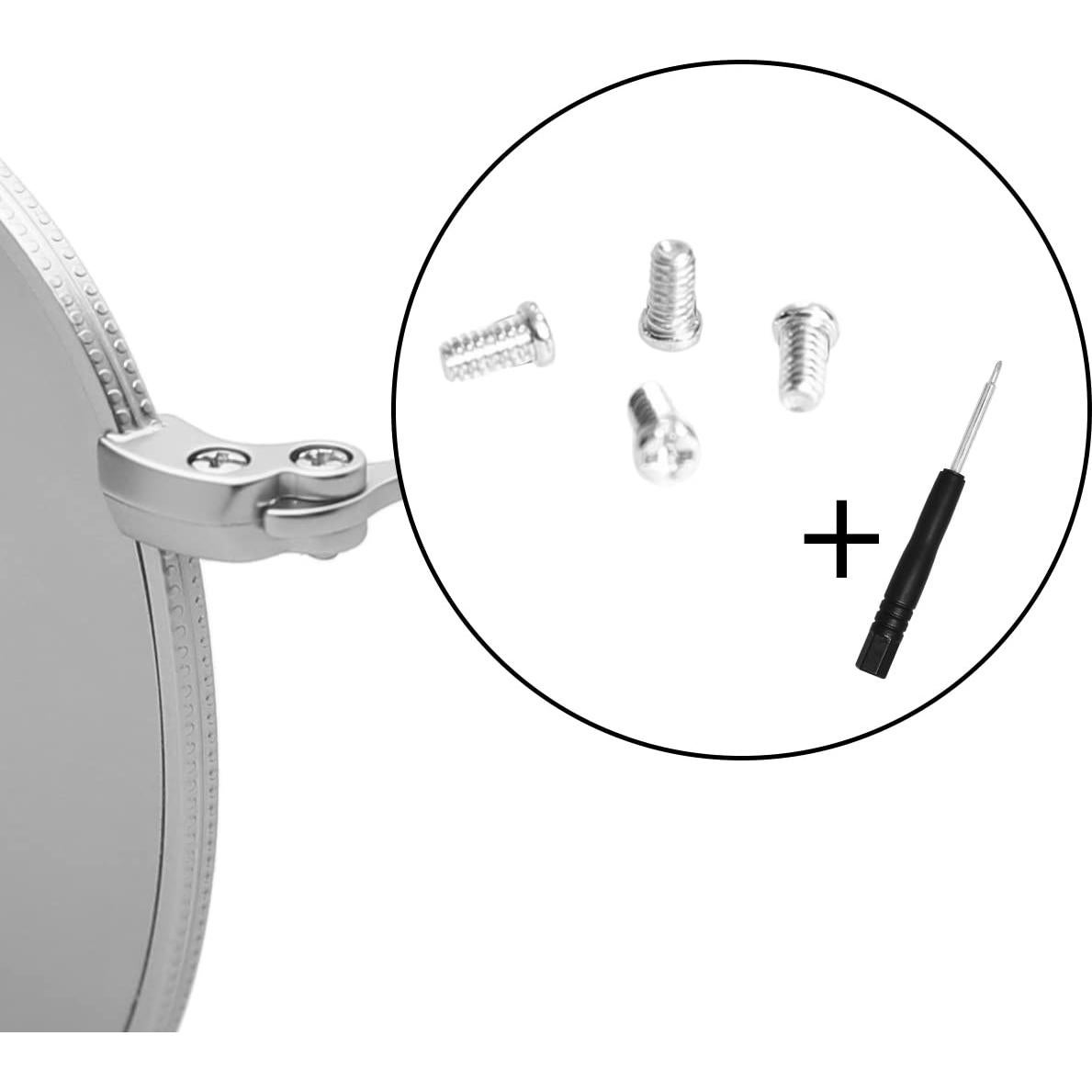 Tornillos de Reemplazo Plateados para Gafas Aviador RB3025 - Kit de 4 con Destornillador