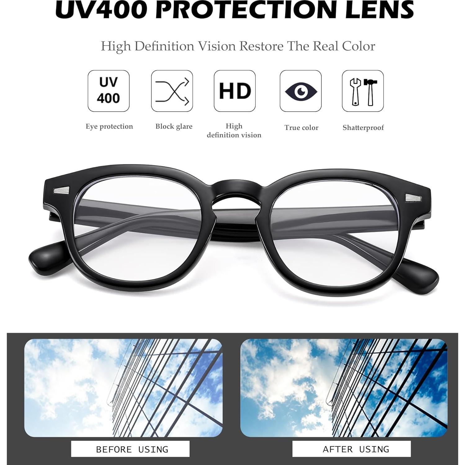 Gafas Redondas Retro NULOOQ con Lentes Transparentes 45mm