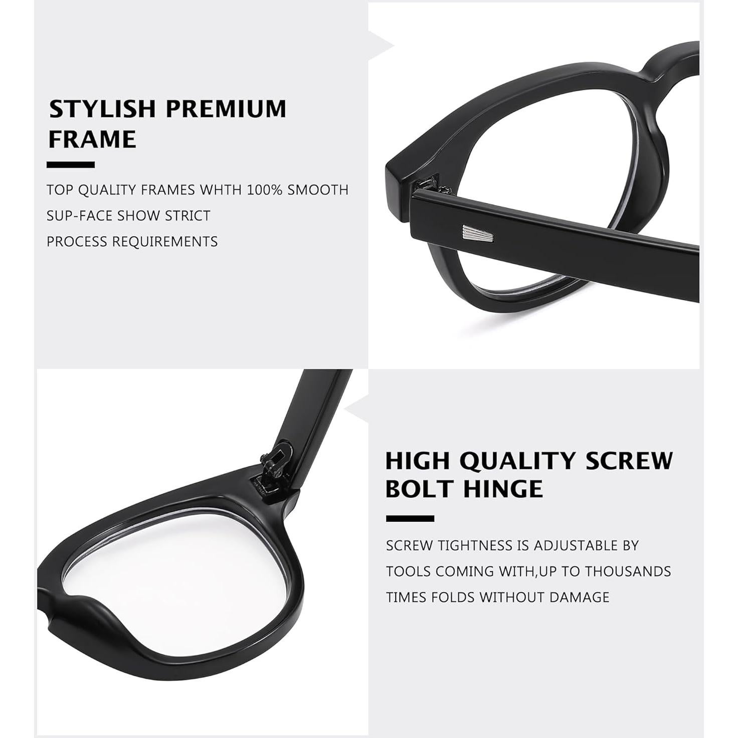 Gafas Redondas Retro NULOOQ con Lentes Transparentes 45mm