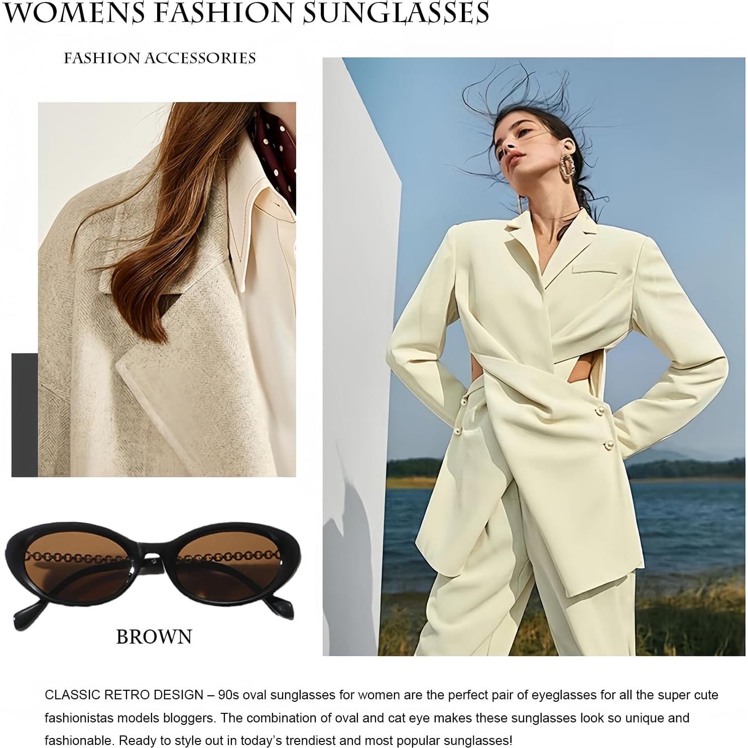 Gafas de Sol Retro Ovaladas Gleyemor UV400 para Mujeres