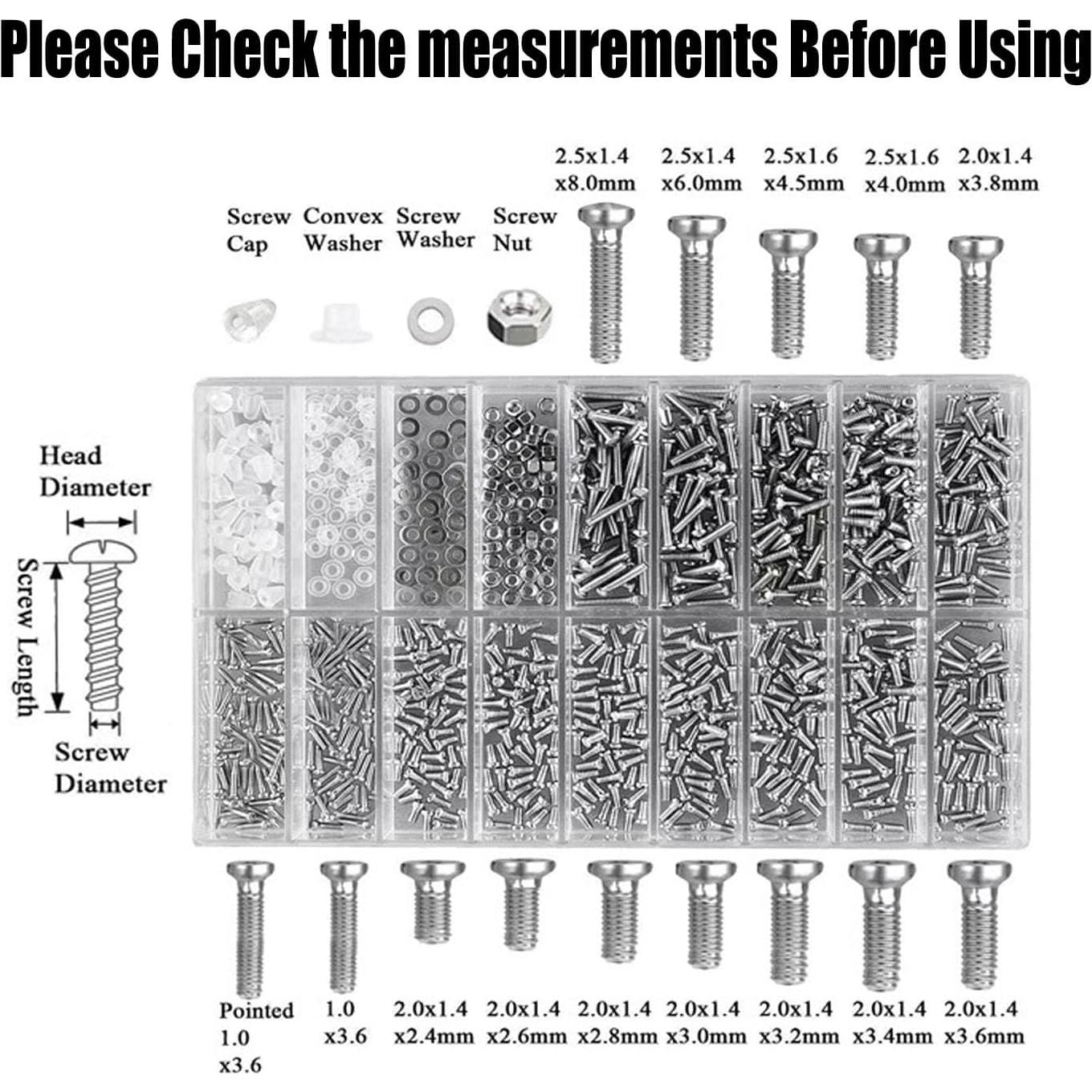 Kit de Reparación de Gafas Yauende con 1000 Tornillos y 6 Destornilladores