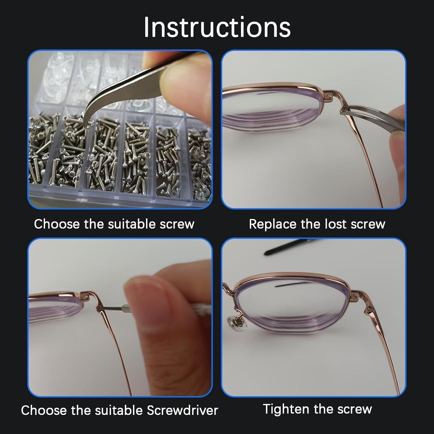 Kit de Reparación de Gafas YOLCAR con Destornilladores y Accesorios