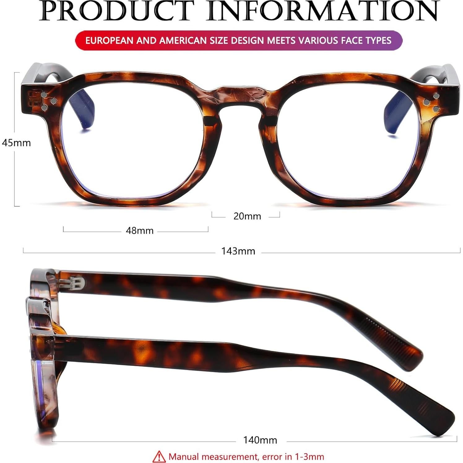 Gafas Retro AIEYEZO Cuadradas con Protección Luz Azul 48mm