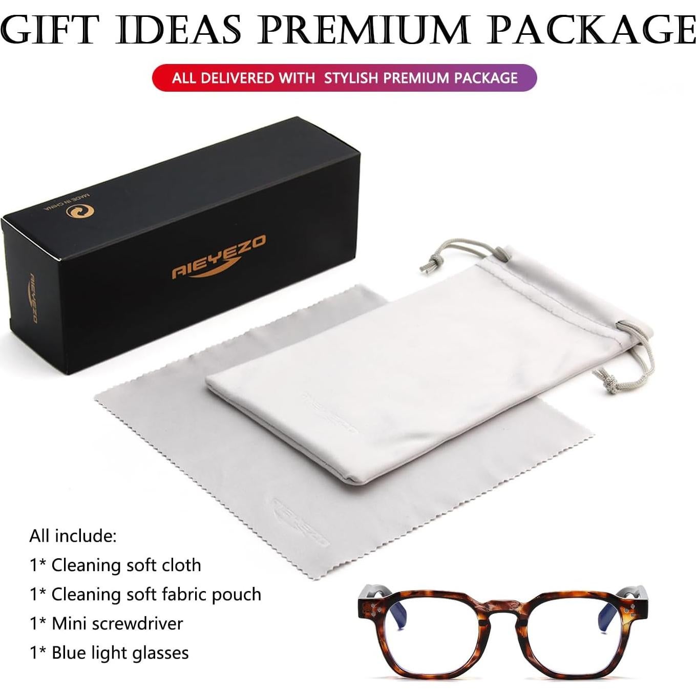 Gafas Retro AIEYEZO Cuadradas con Protección Luz Azul 48mm