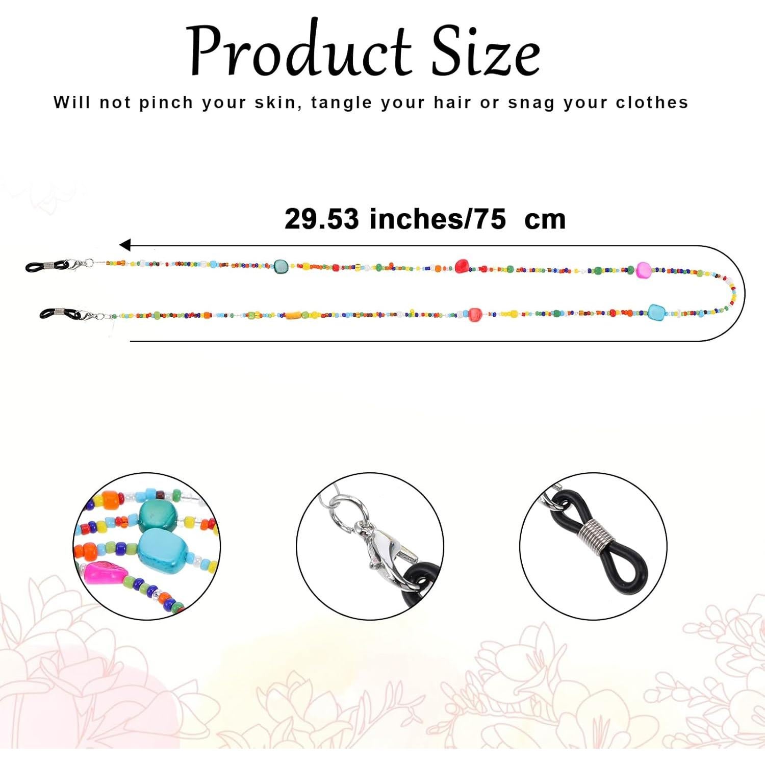 Cadena para Gafas de Cuentas Coloridas para Mujeres 75cm