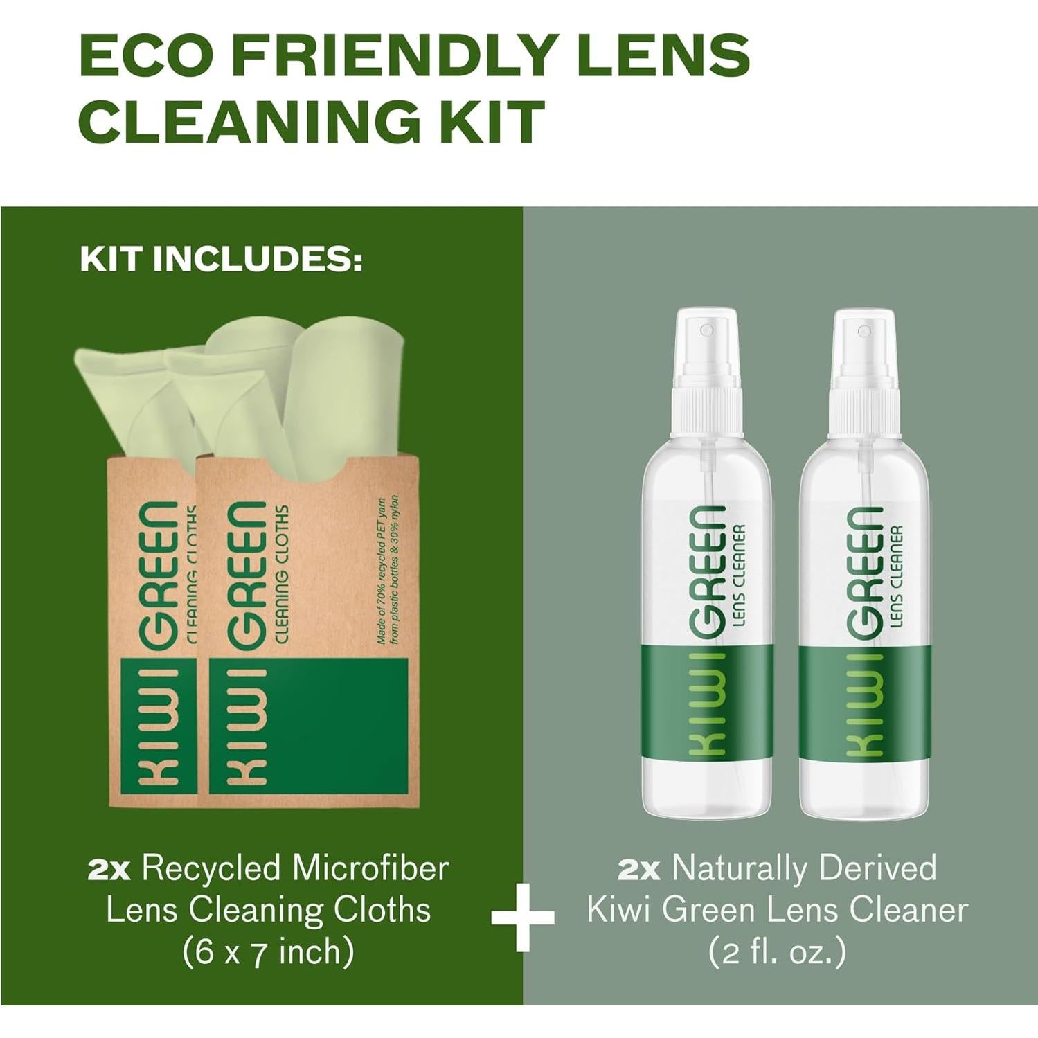 Kit Limpiador de Lentes Optigear | 2 Spray + 2 Paños Microfibra