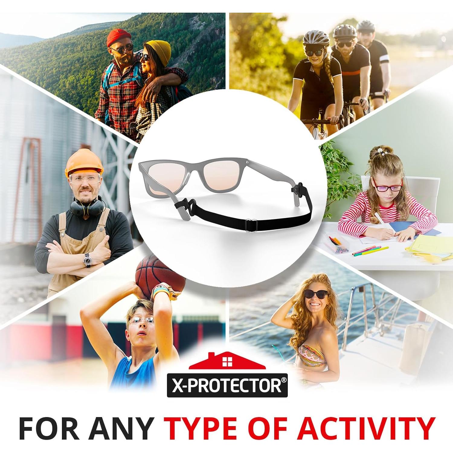 Correa Ajustable para Gafas X-Protector - 4 PCS, Negro