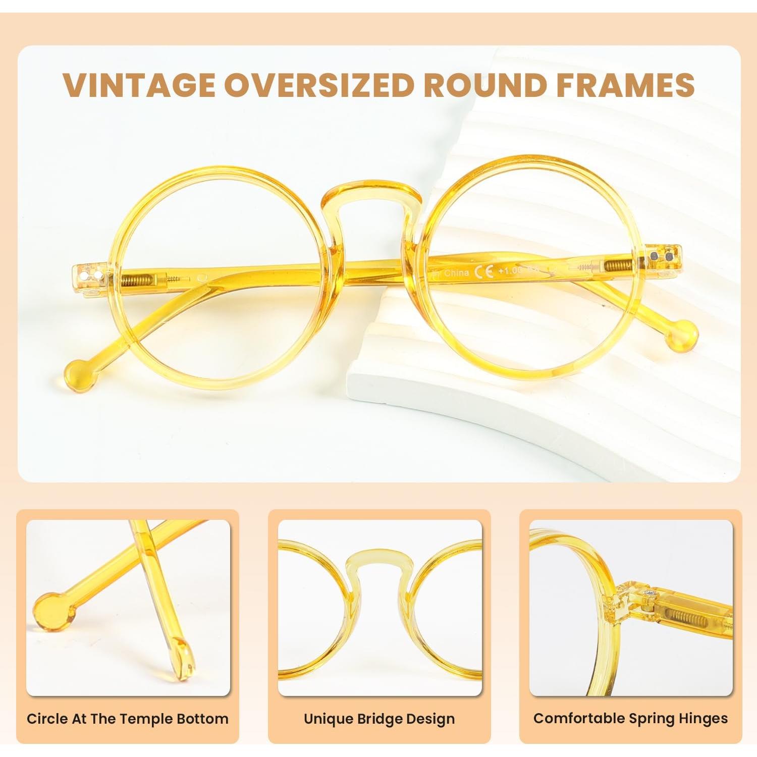 Gafas de Lectura Redondas Vintage GTSY - Paquete de 4 Colores