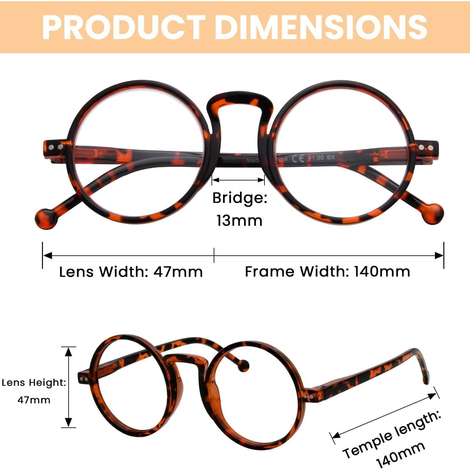 Gafas de Lectura Redondas Vintage GTSY - Paquete de 4 Colores