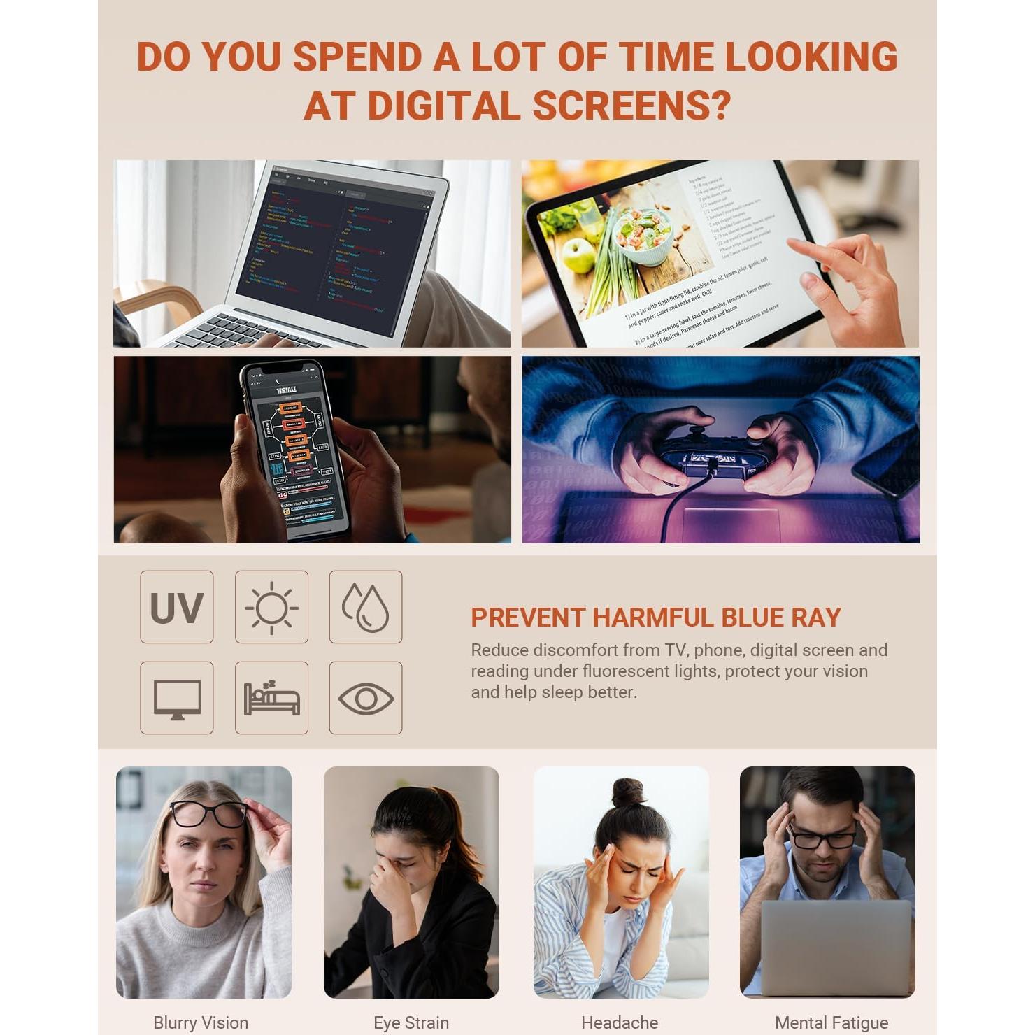 Paquete de 5 Gafas de Lectura Redondas JM - Bloqueo Luz Azul 2.75x