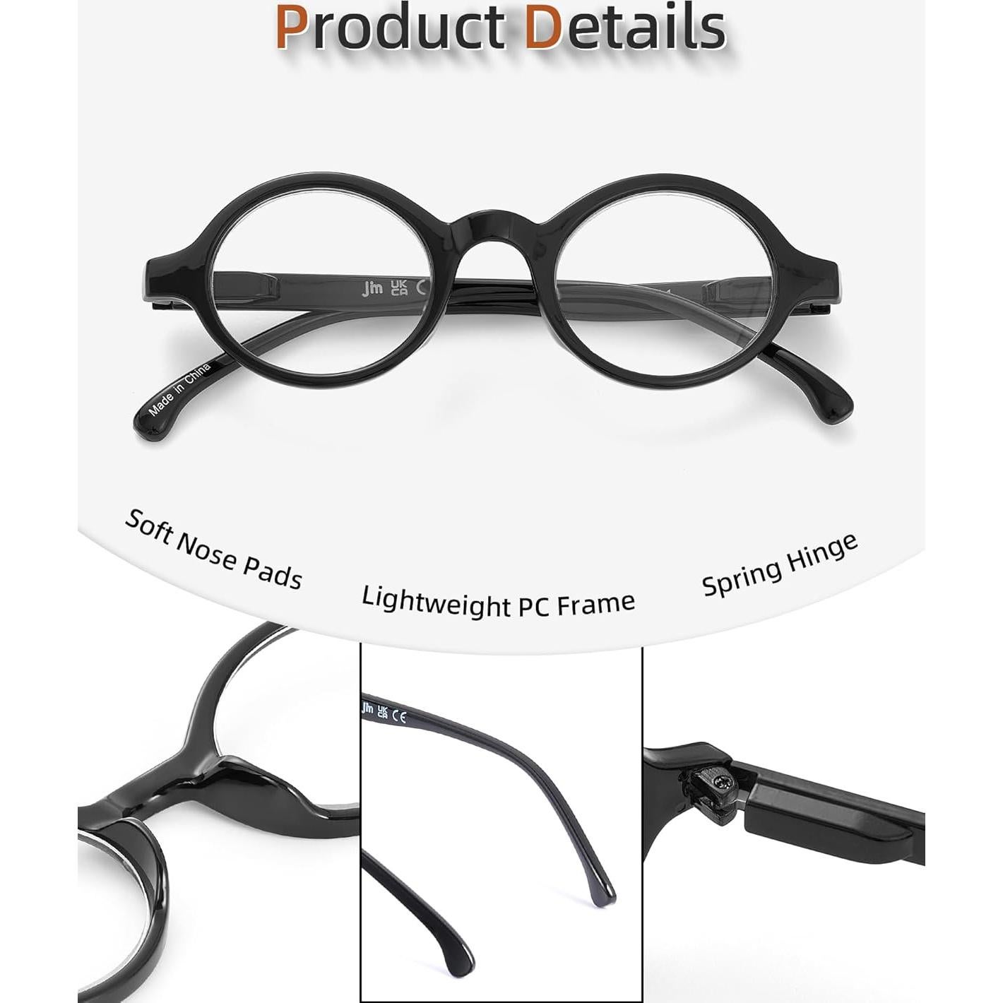 Set de 4 Gafas de Lectura Redondas Retro JM - 1.5x Unisex