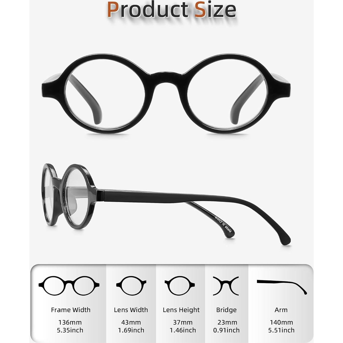 Set de 4 Gafas de Lectura Redondas Retro JM - 1.5x Unisex