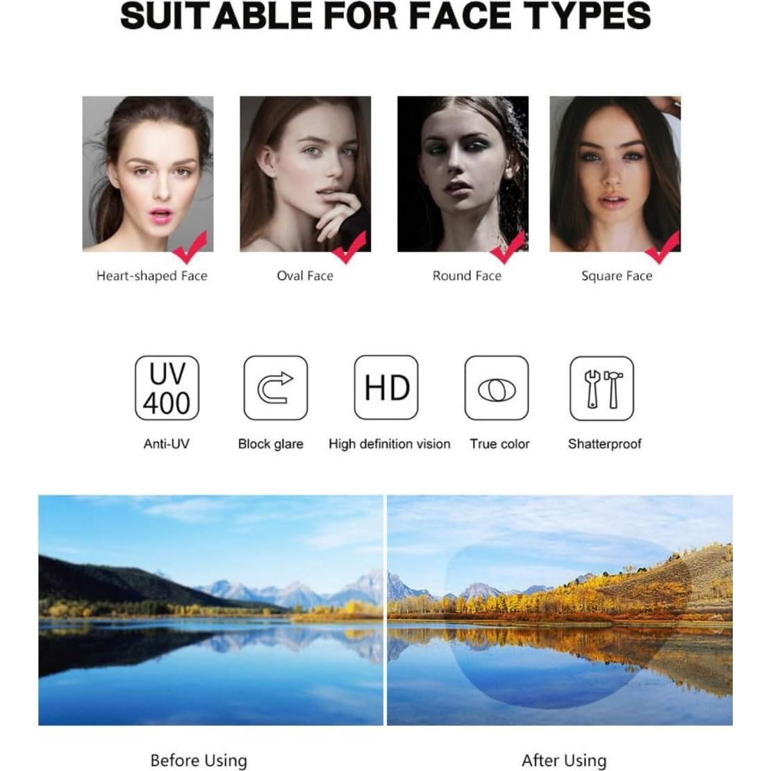 Gafas bloqueadoras de luz azul Shiratori para mujer UV400