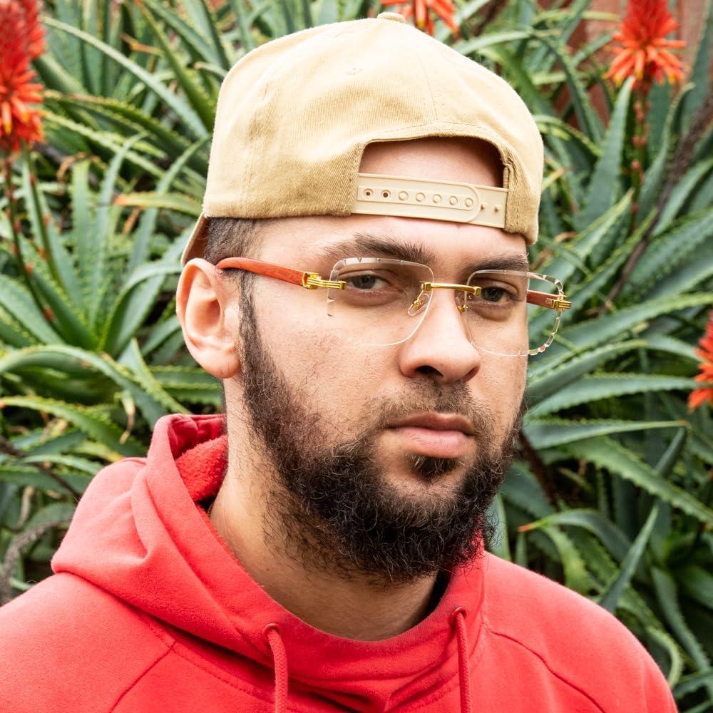 Gafas de Sol Rectangulares Street Knitted con Montura de Madera