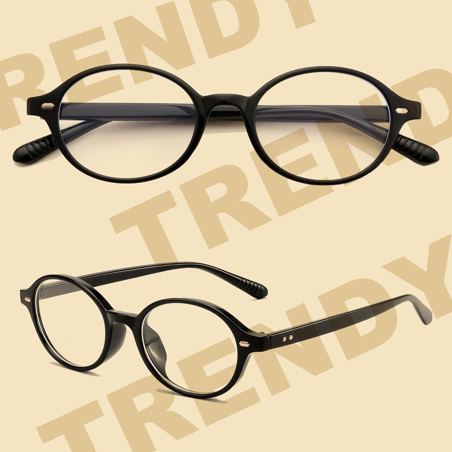 Gafas Ovaladas Retro FEISEDY con Luz Azul para Mujeres y Hombres