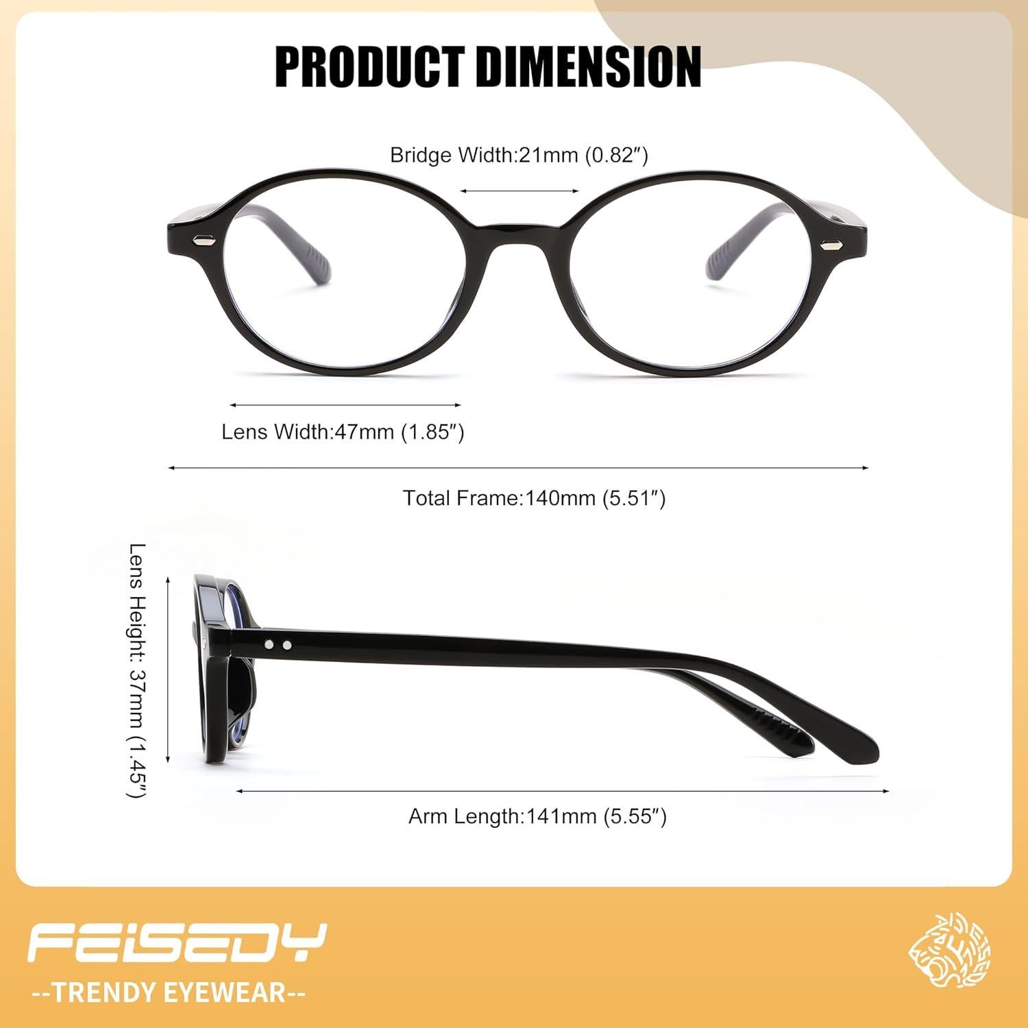 Gafas Ovaladas Retro FEISEDY con Luz Azul para Mujeres y Hombres