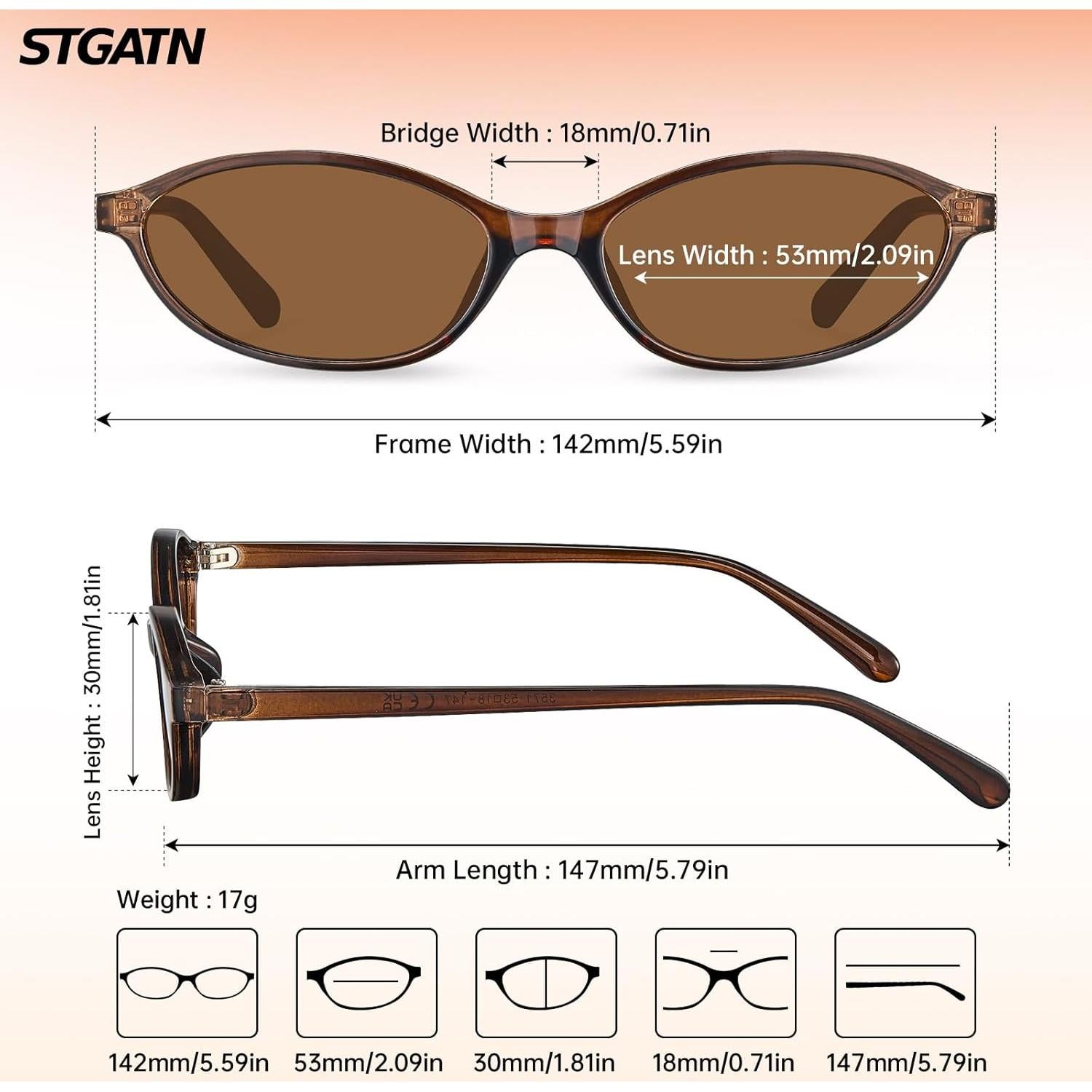 Gafas de sol retro STGATN para mujeres UV400 ovaladas y rectangulares