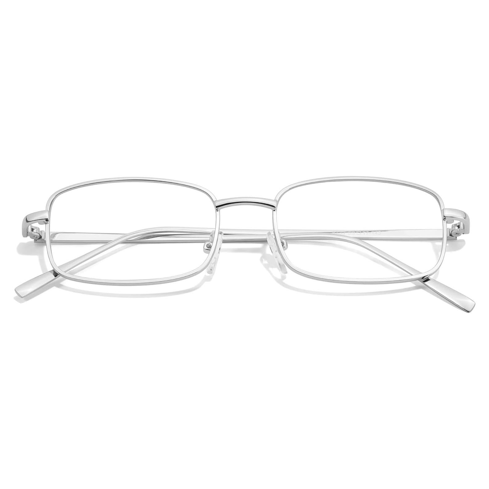 Gafas de metal rectangulares HASFOX A03 Plata 50mm lentes claros