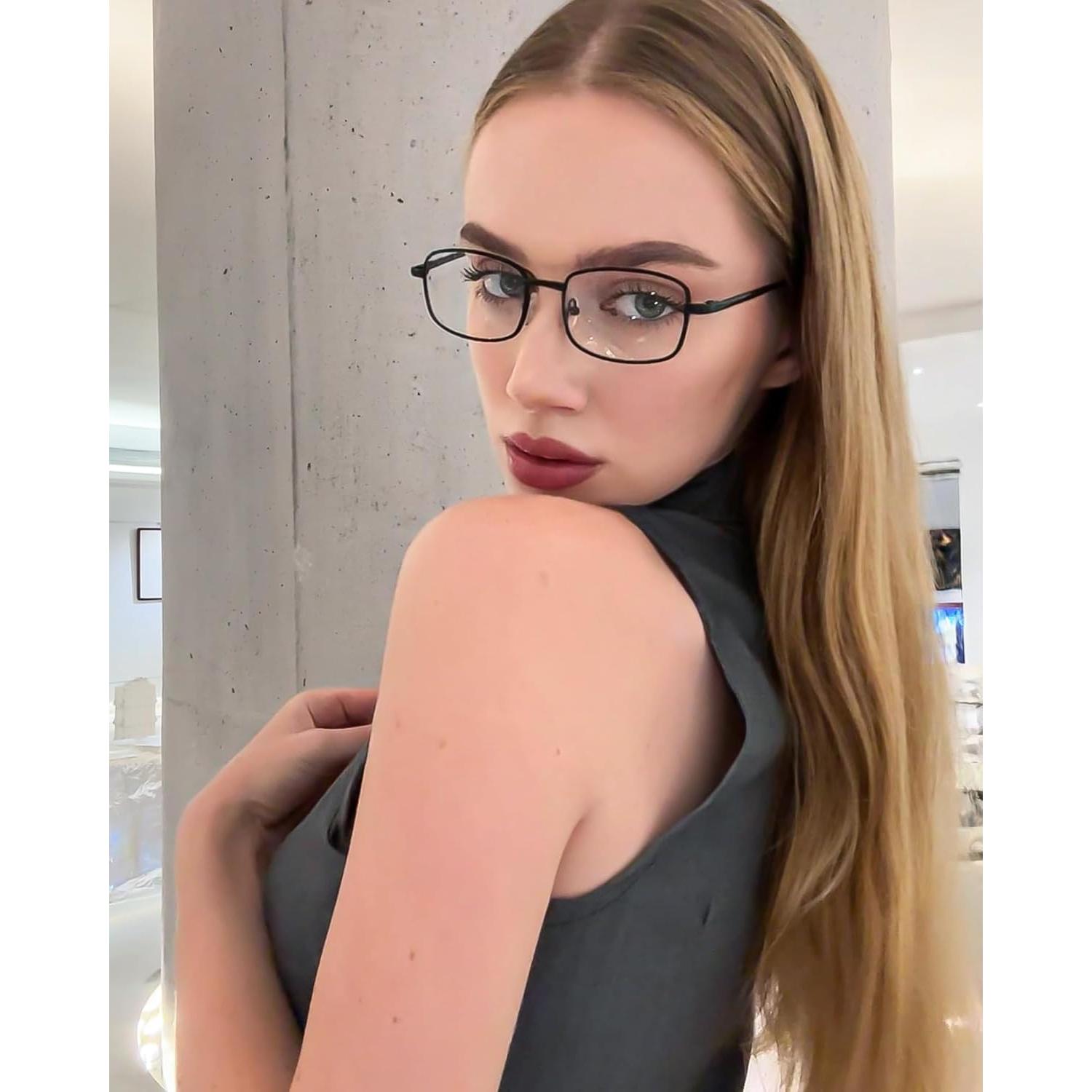 Gafas de metal rectangulares HASFOX A03 Plata 50mm lentes claros