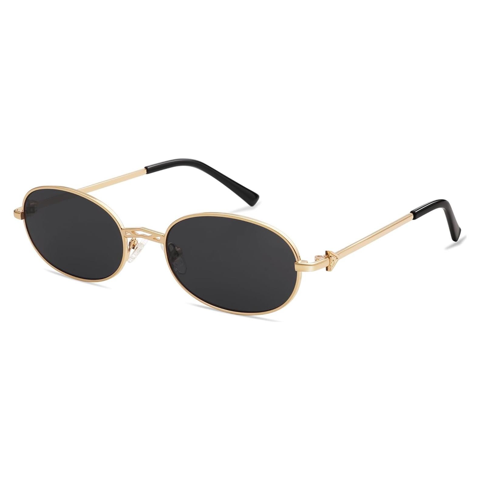 Gafas de sol ovaladas retro Appassal UV400 unisex oro/gris