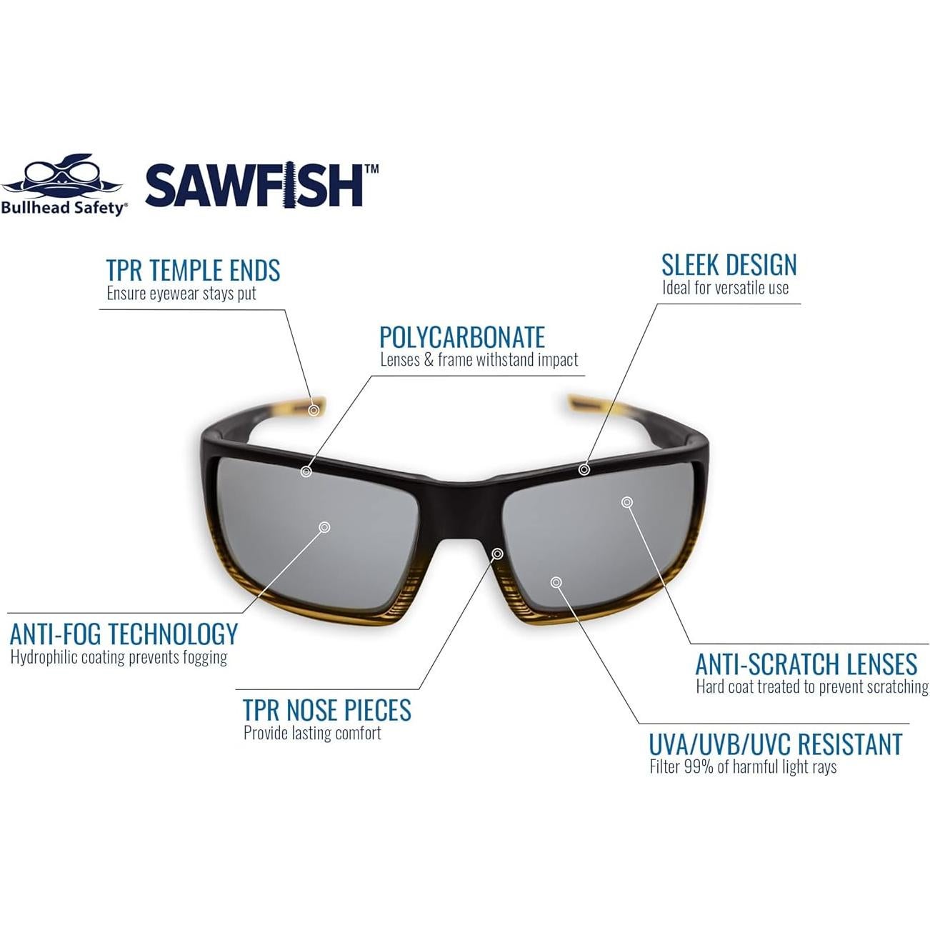Gafas de Seguridad Bullhead Sawfish BH2677AF Anti-empañamiento