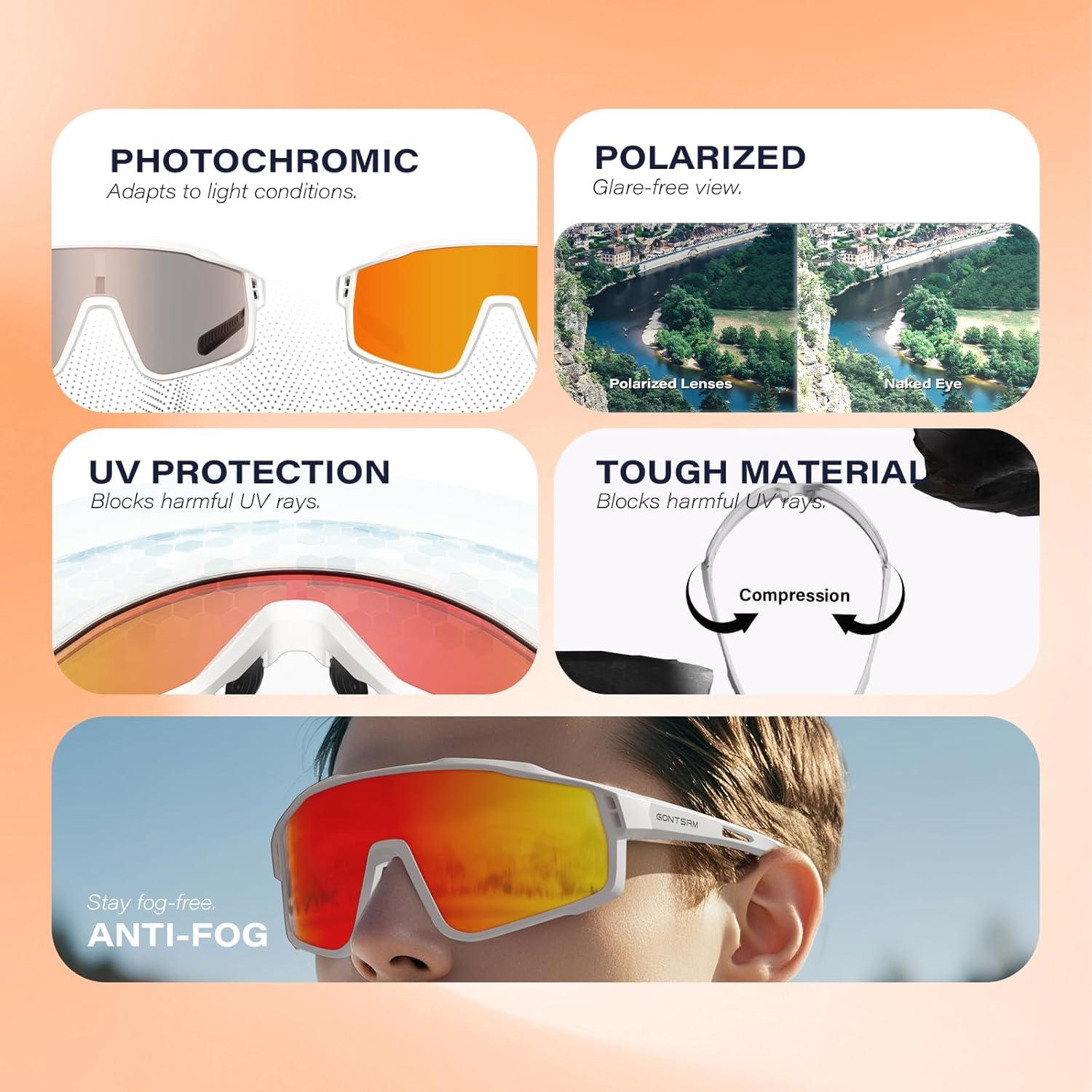 Gafas de Ciclismo GONTSAM 5051 Polarizadas UV400 Antivaho