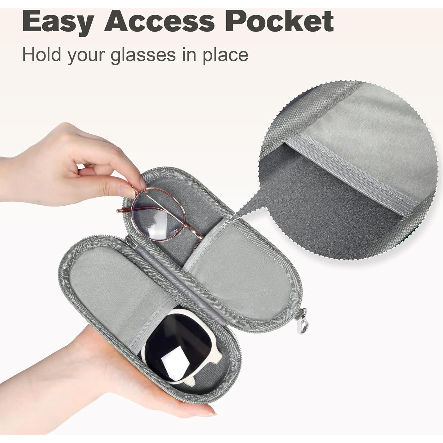 Estuche Doble para Gafas Gris Organizador con Cremallera