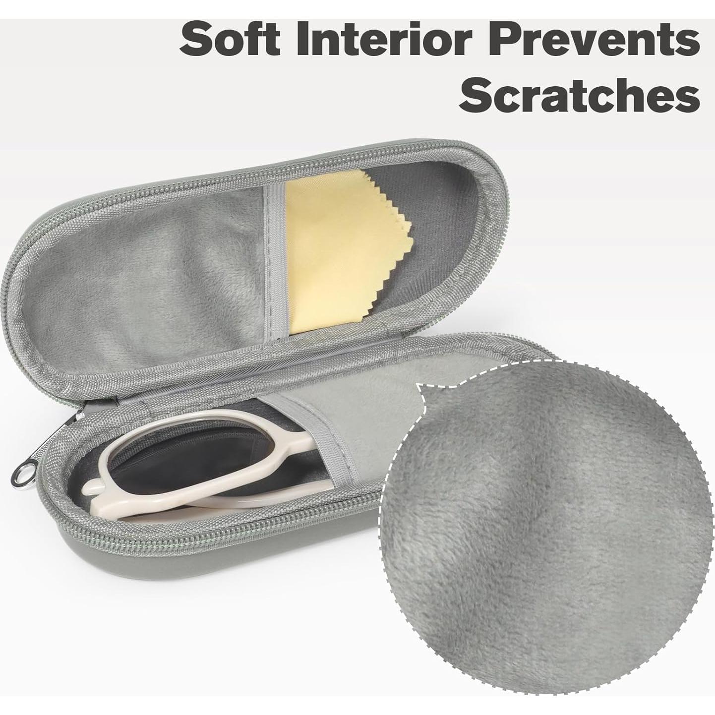 Estuche Doble para Gafas Gris Organizador con Cremallera