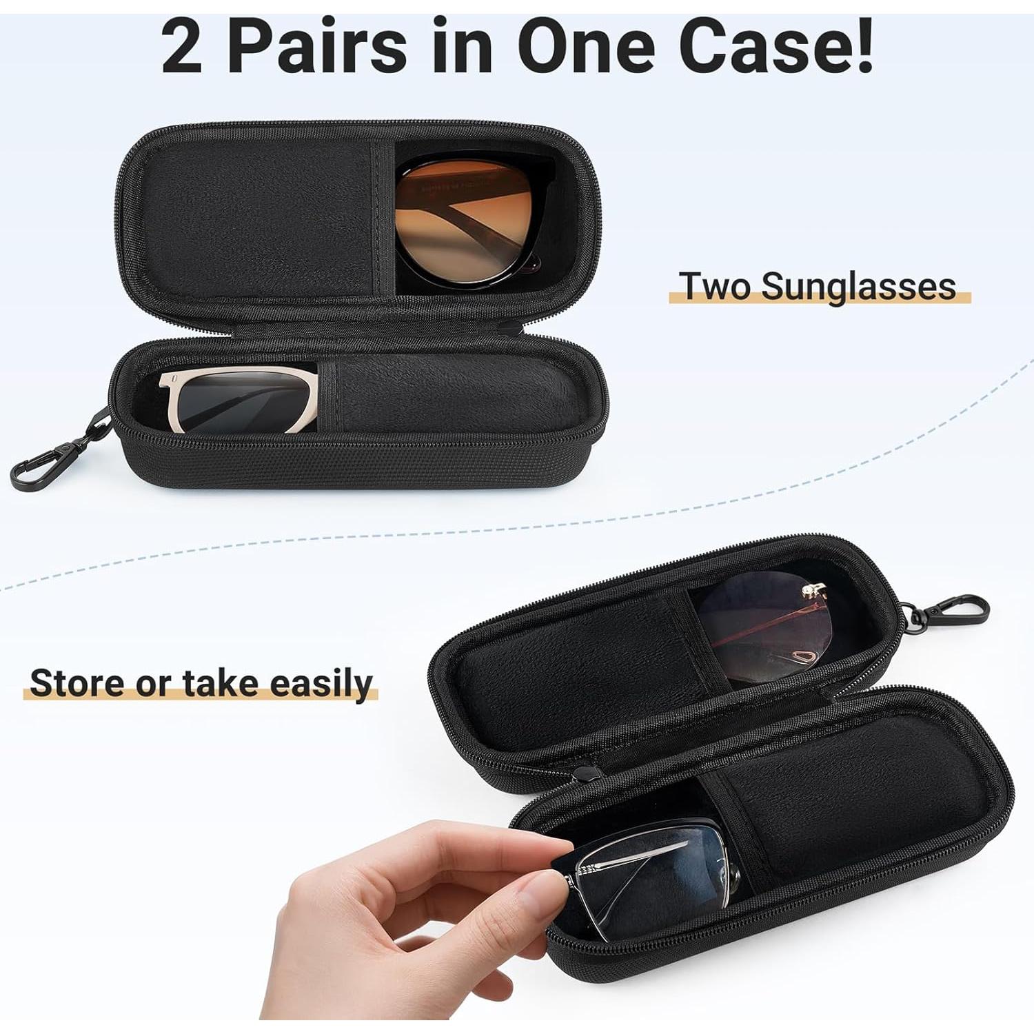 Estuche Doble para Gafas Mkono, Organizador EVA Negro 18x8x6cm