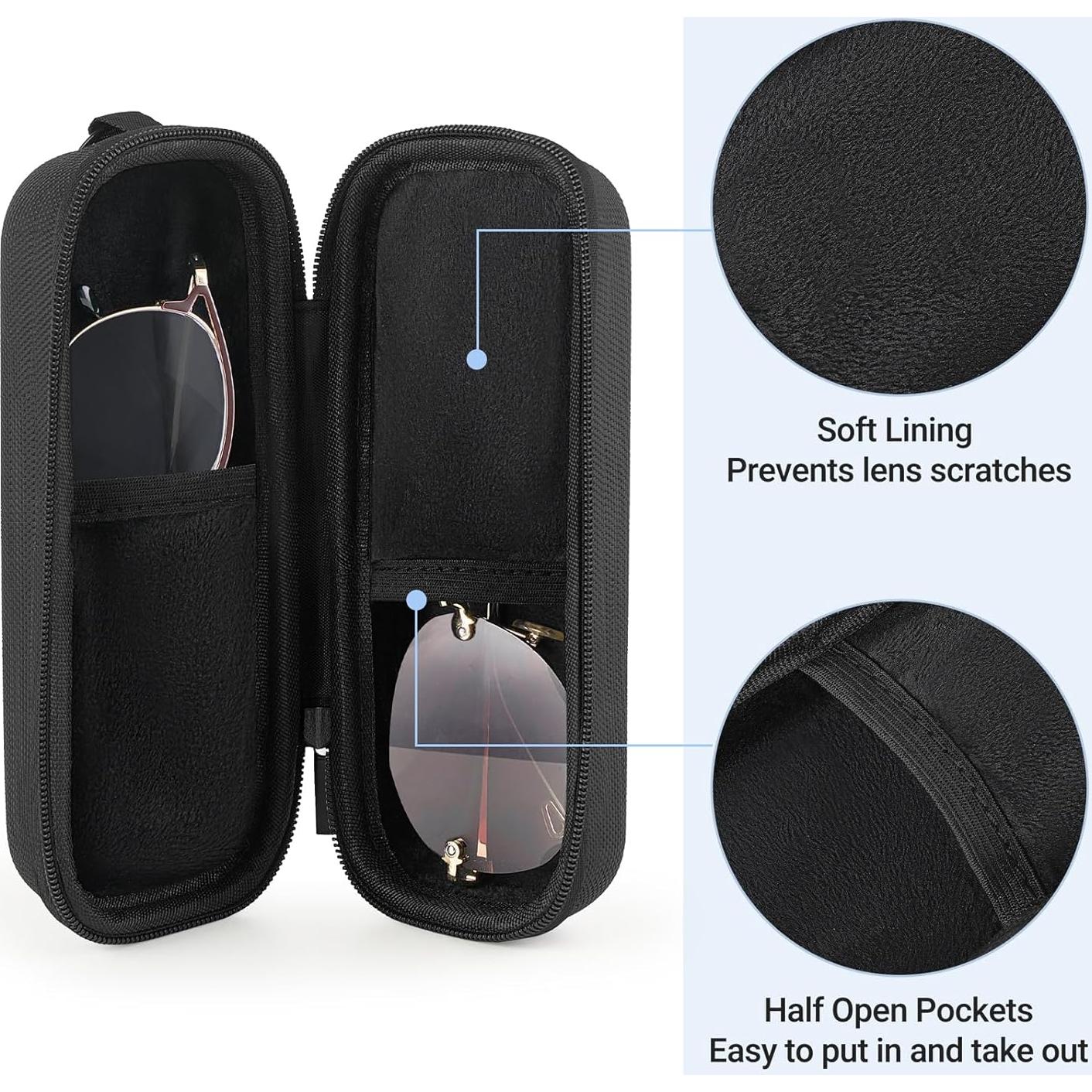 Estuche Doble para Gafas Mkono, Organizador EVA Negro 18x8x6cm