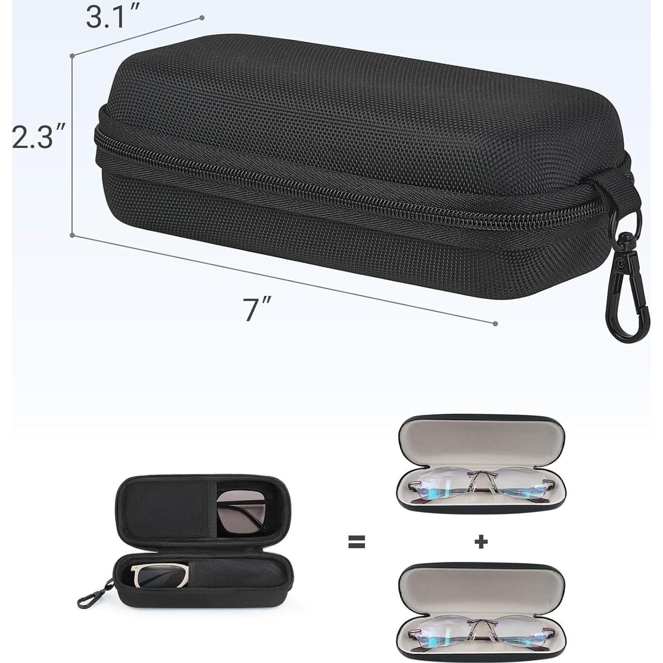 Estuche Doble para Gafas Mkono, Organizador EVA Negro 18x8x6cm