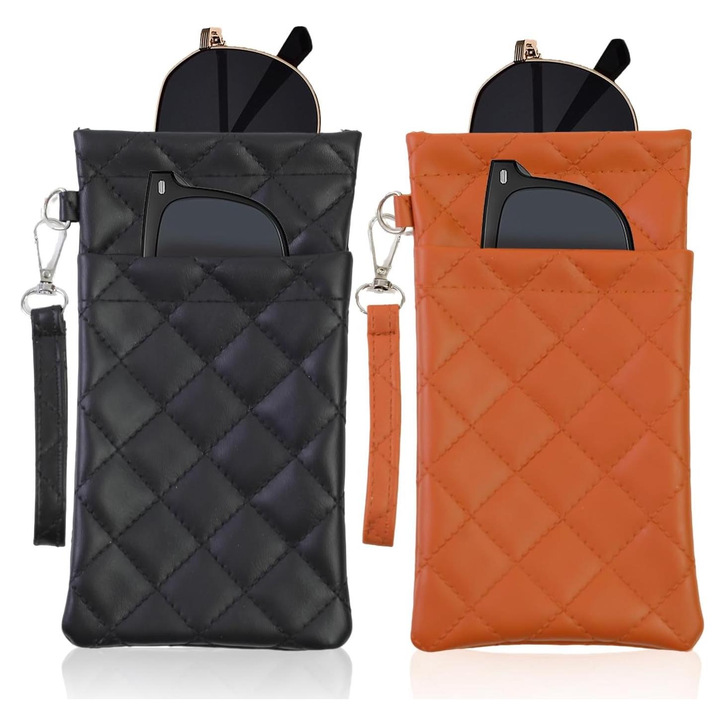 Estuche Doble para Gafas Flyingmage - Cuero PU Suave, Negro y Marrón