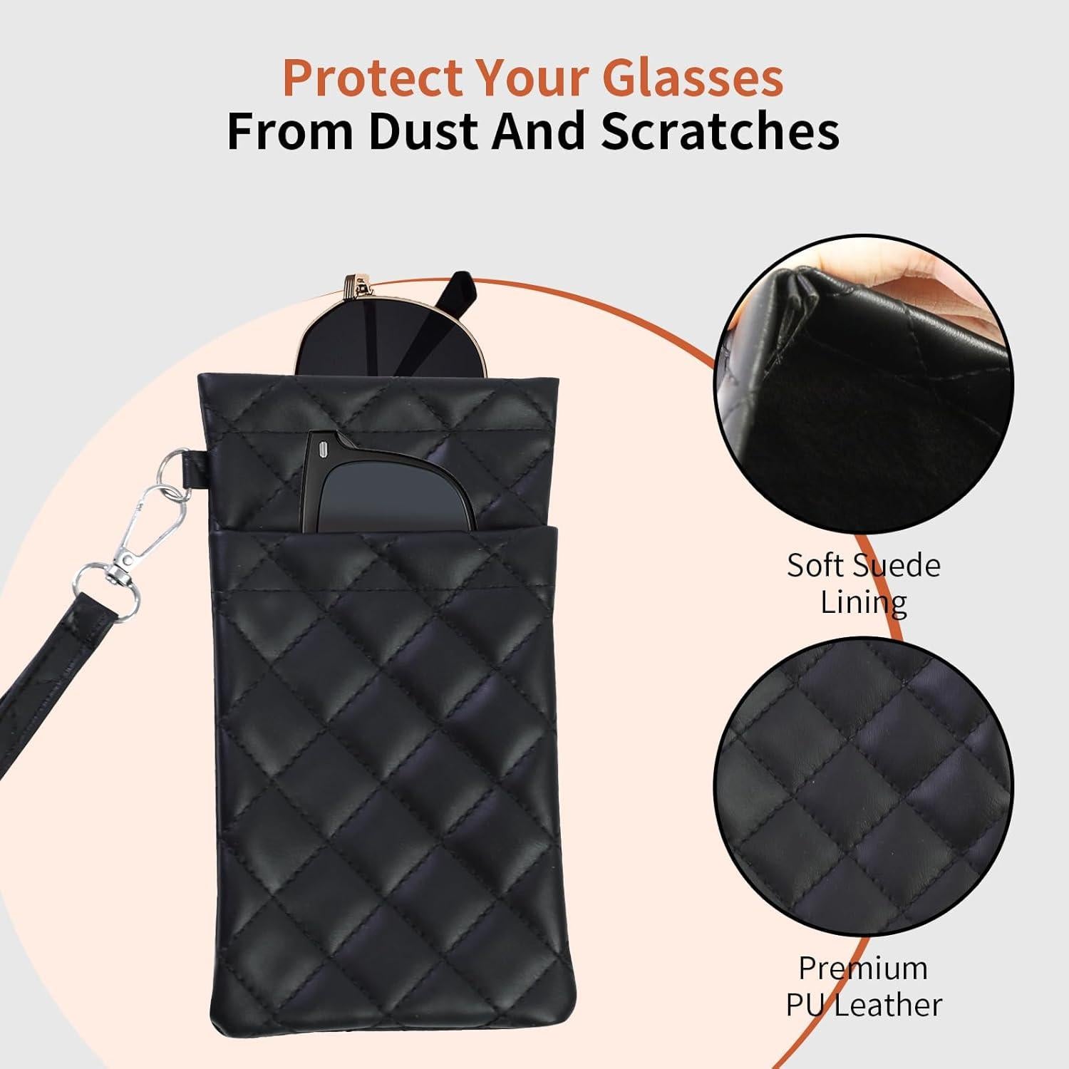 Estuche Doble para Gafas Flyingmage - Cuero PU Suave, Negro y Marrón