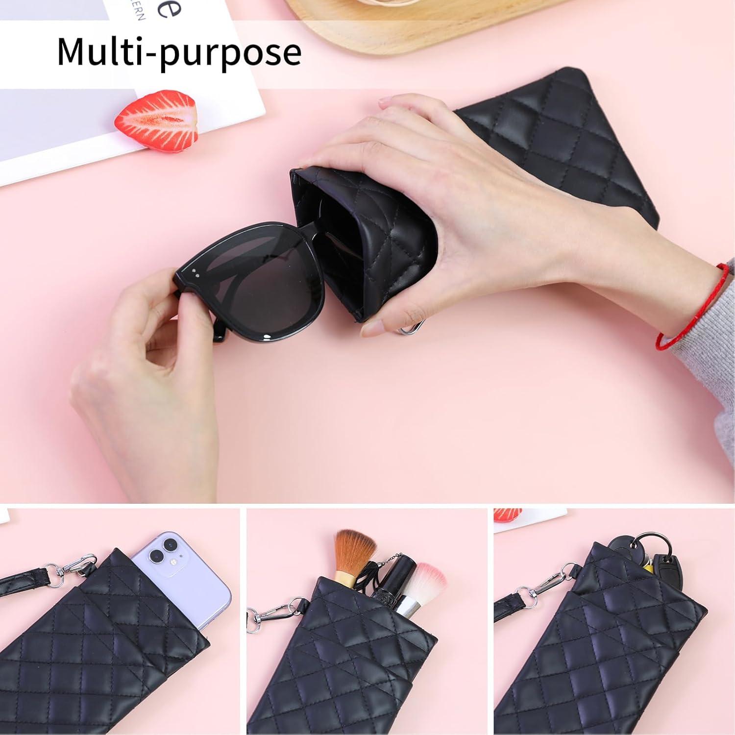 Estuche Doble para Gafas Flyingmage - Cuero PU Suave, Negro y Marrón