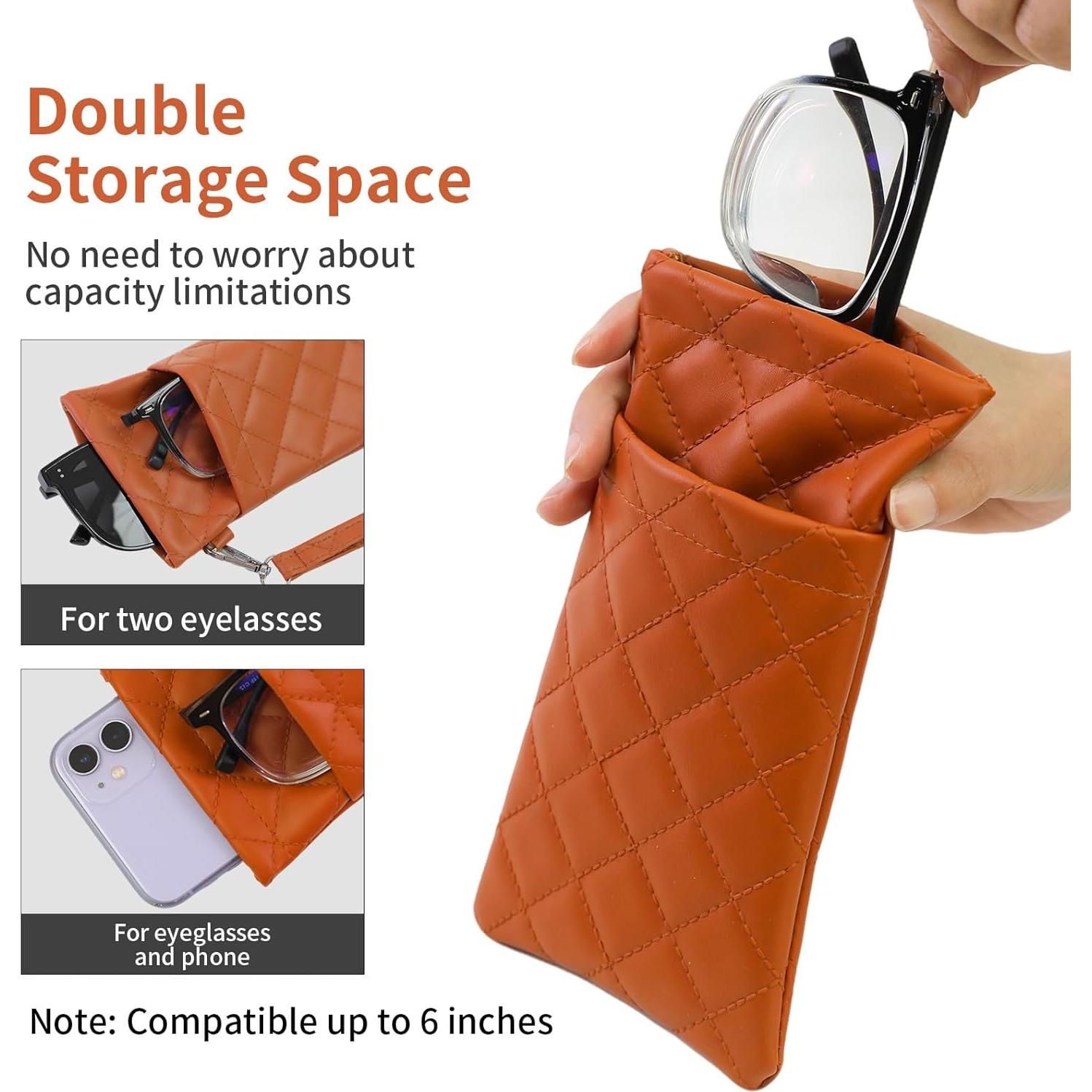 Estuche Doble para Gafas Flyingmage - Cuero PU Suave, Negro y Marrón