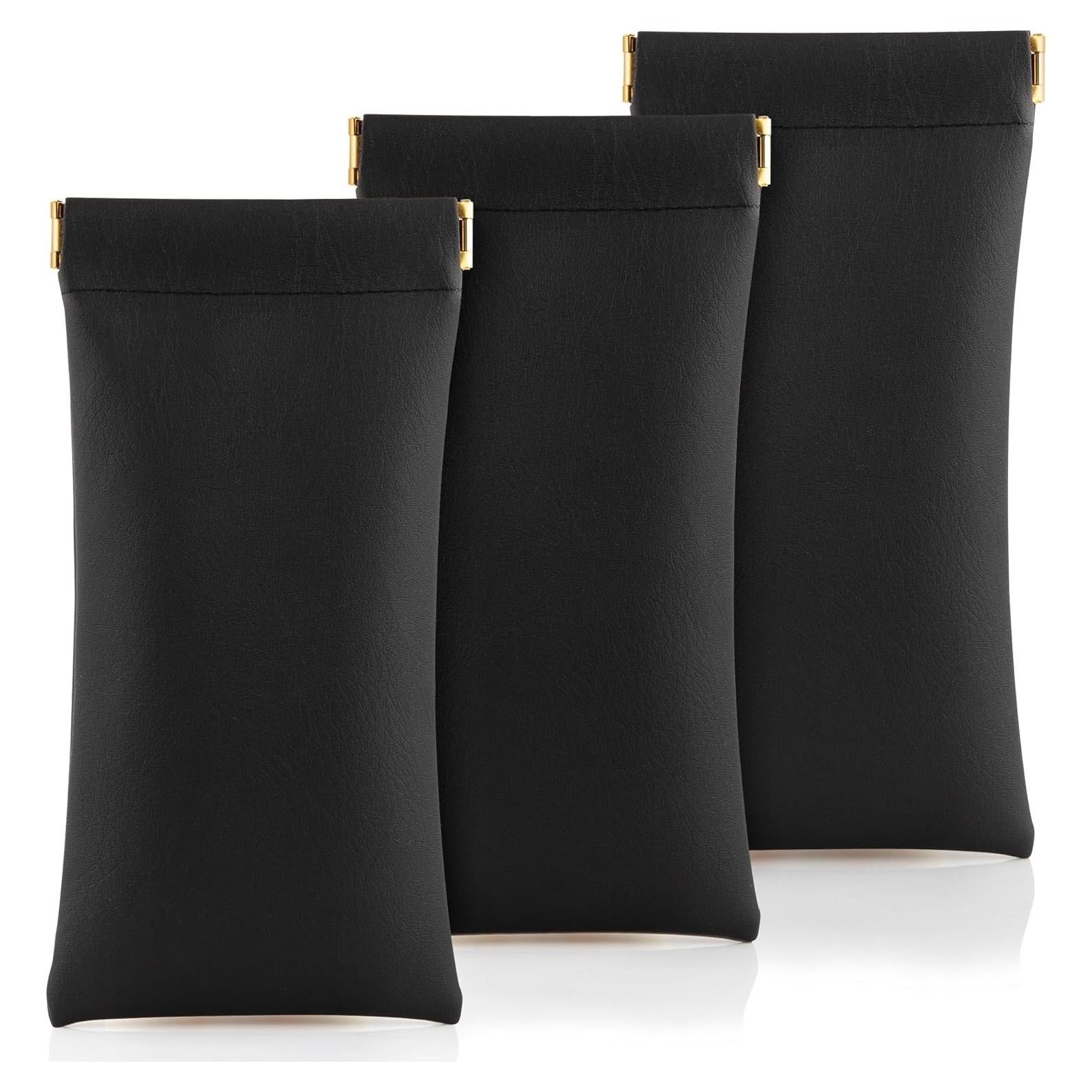 Estuche de Gafas de Cuero PU Negro 3 Pack - Portátil y Ligero
