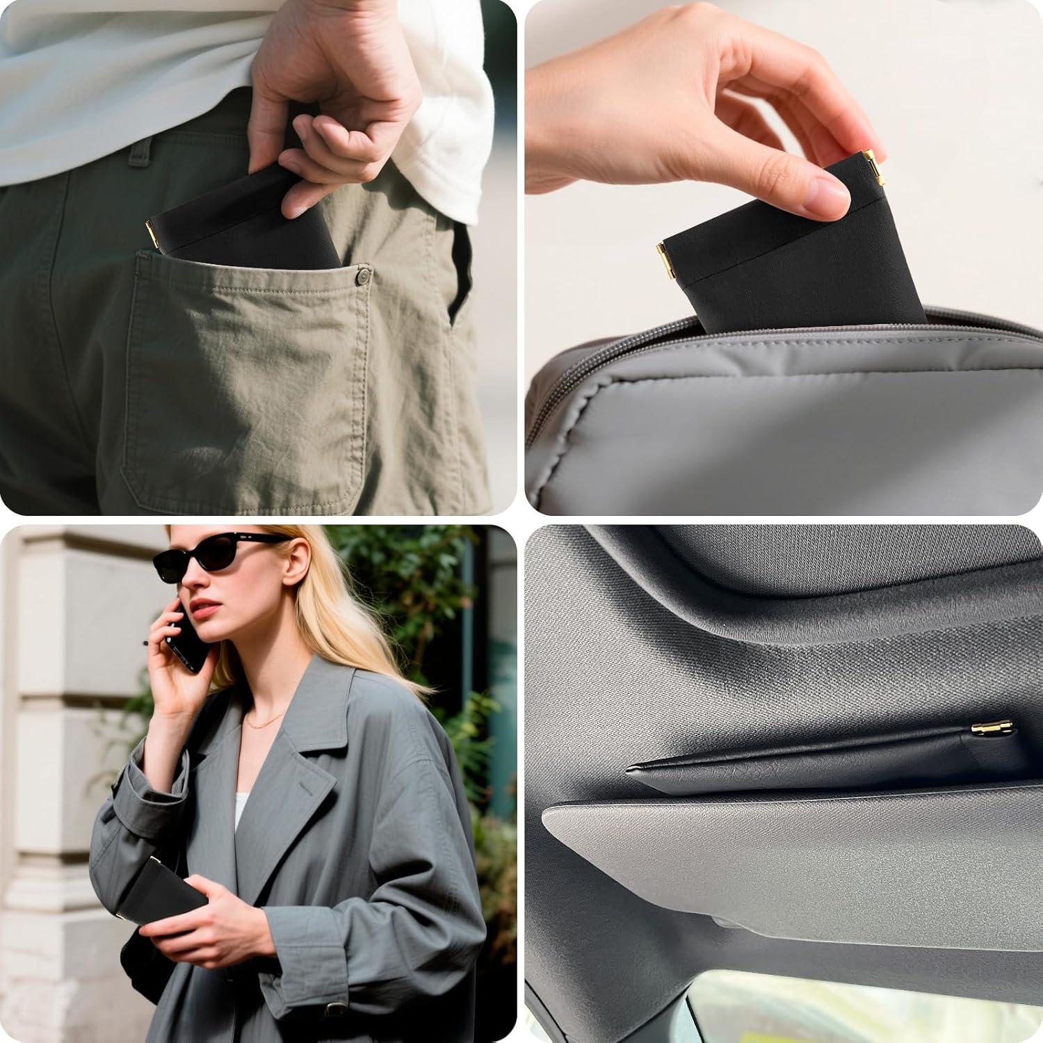 Estuche de Gafas de Cuero PU Negro 3 Pack - Portátil y Ligero