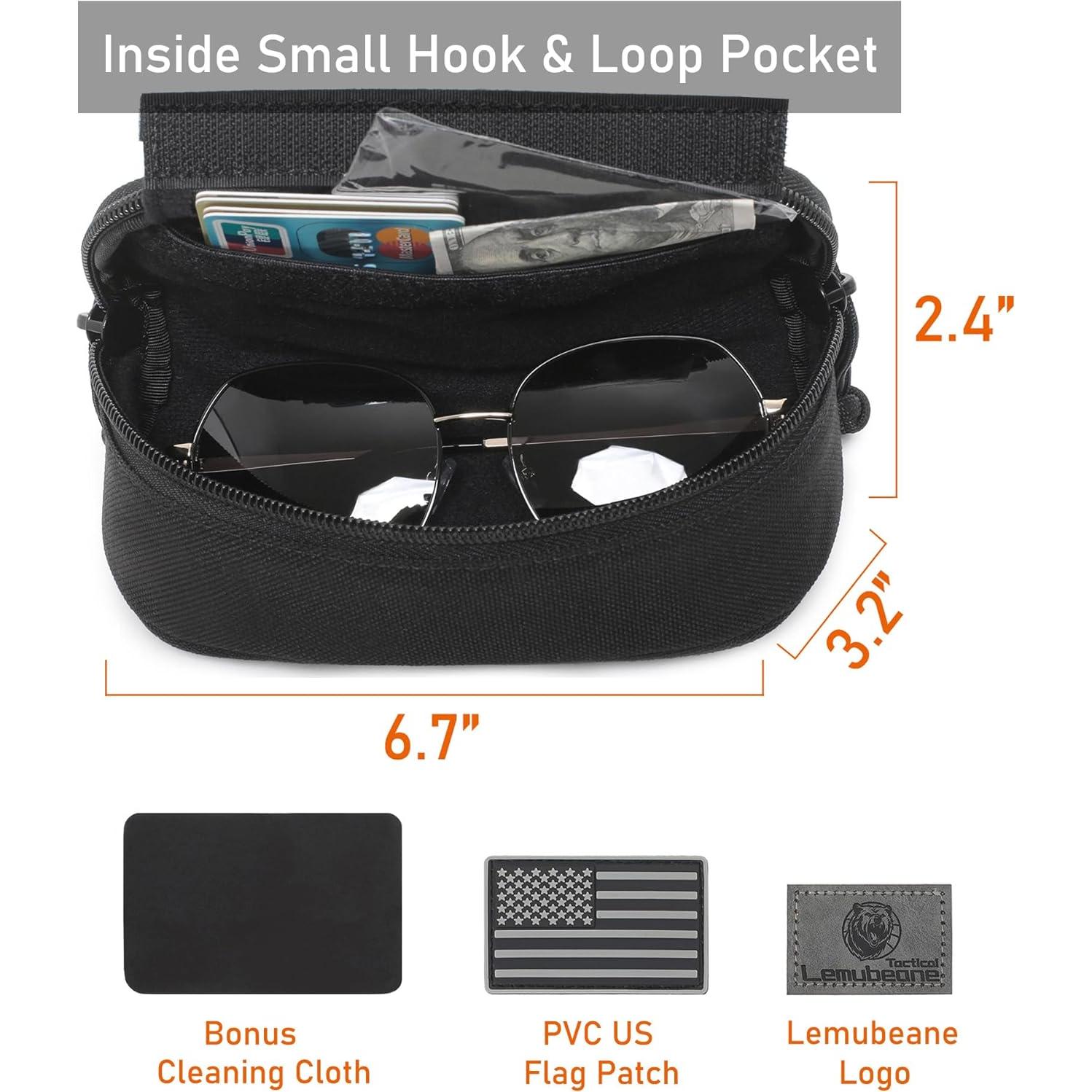 Funda táctica para gafas Lemubeane con paño de limpieza