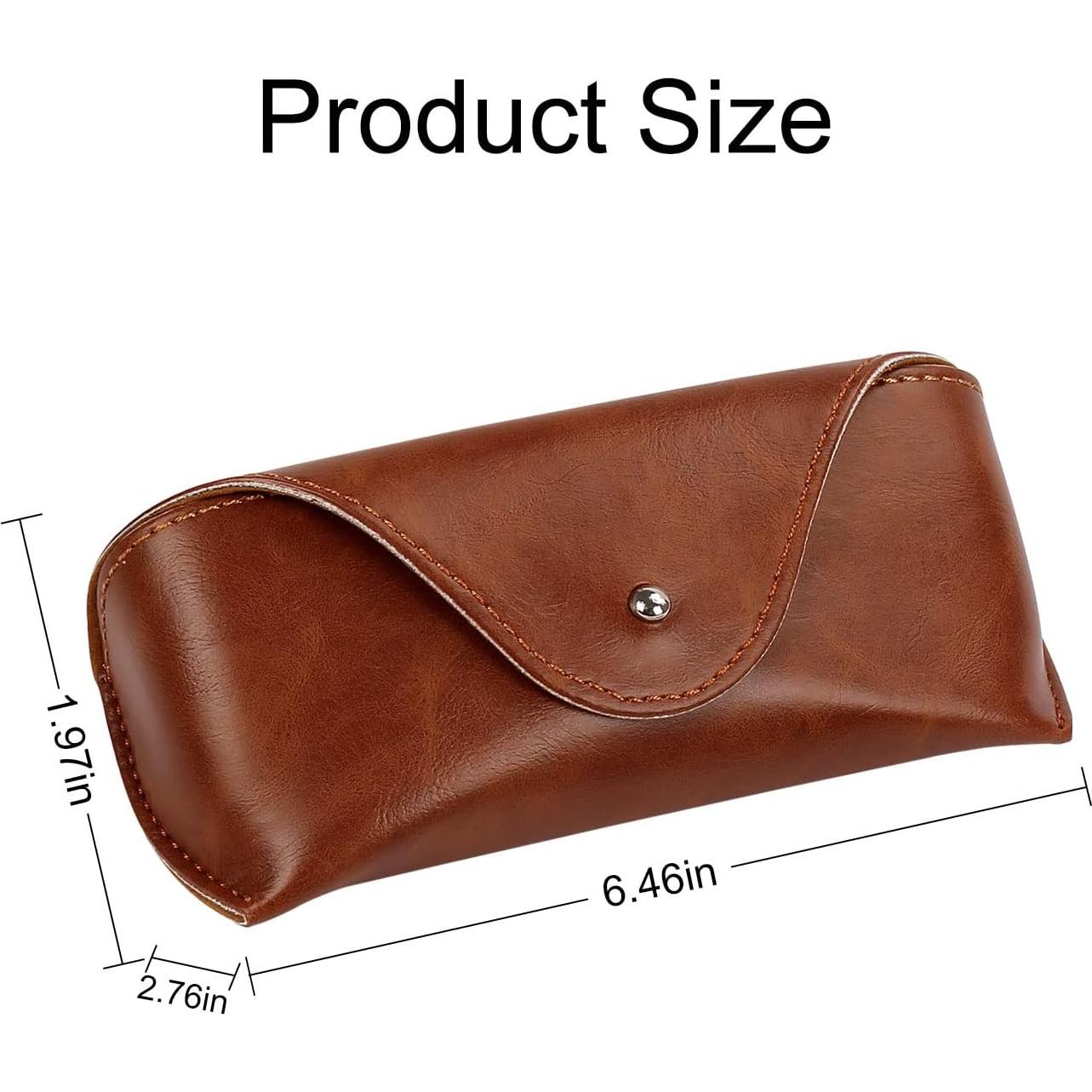 Estuche de Gafas de Cuero PU Marrón Semirrígido 16x7x5cm