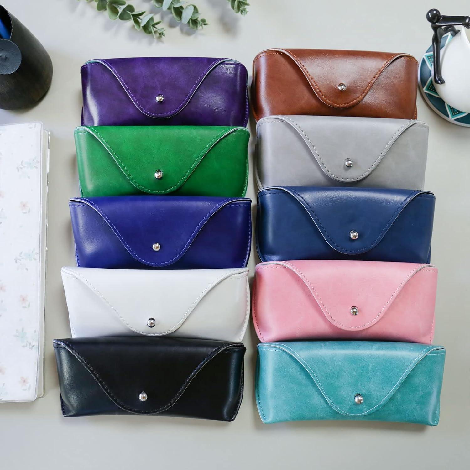 Estuche de Gafas de Cuero PU Marrón Semirrígido 16x7x5cm