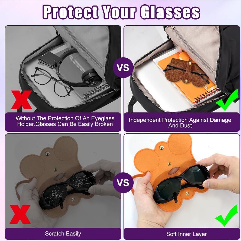 Paquete de 3 Fundas de Gafas de Cuero SEILETOO - Suaves y Portátiles